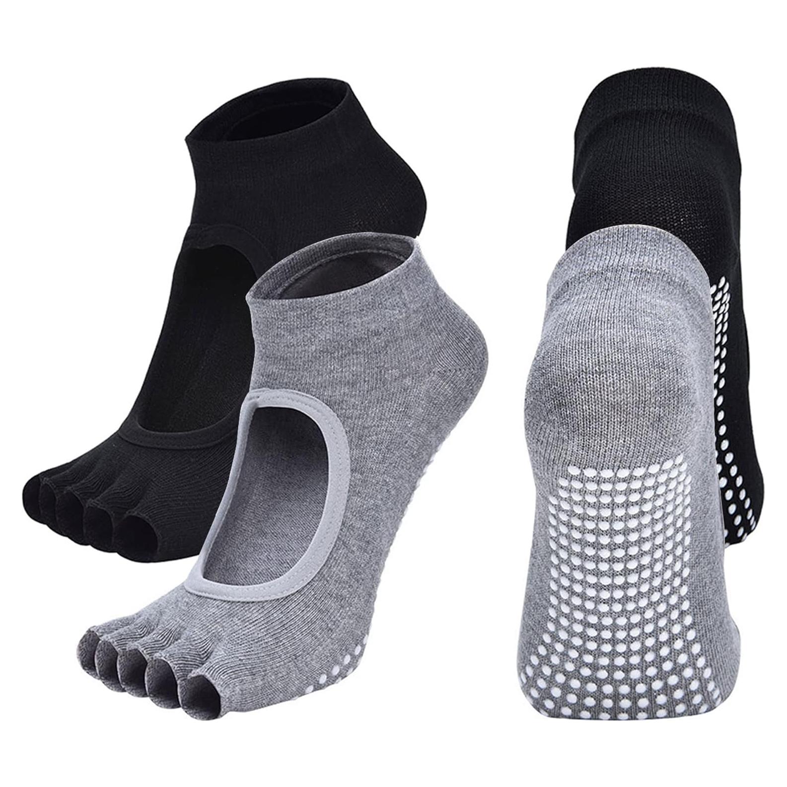 Calcetines de Yoga Sin Dedos para Mujeres - Antideslizantes 4 Pares