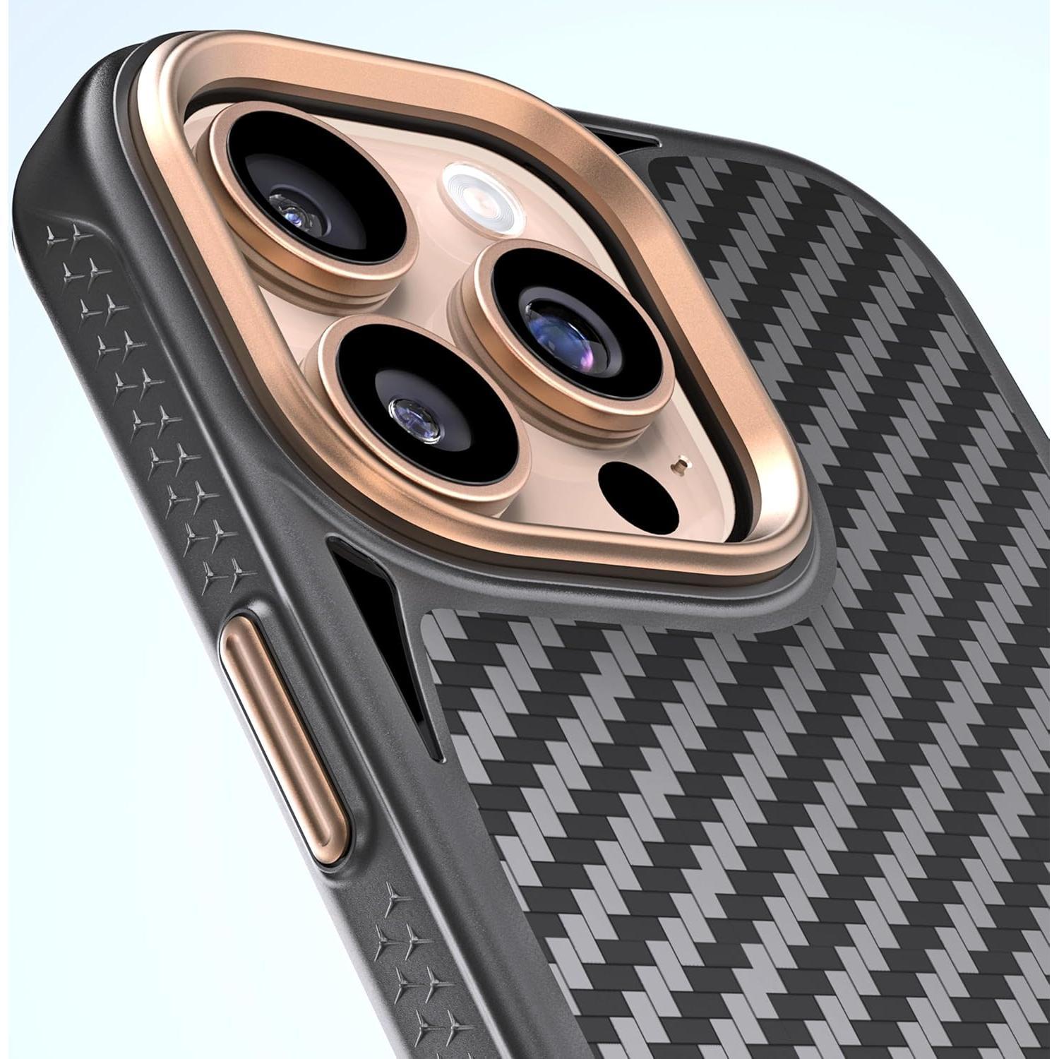 Kit de Componentes Metálicos REBEL para iPhone 16/15/14 Pro Max - Aluminio CNC Oro Desierto