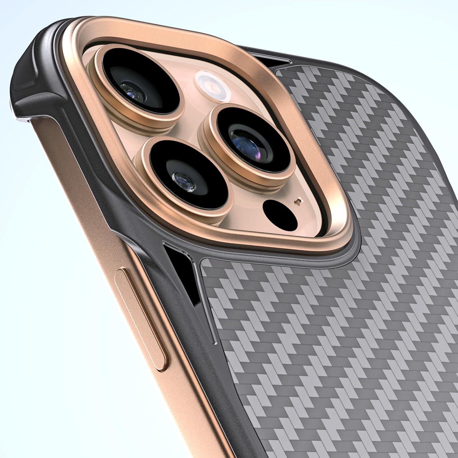 Kit de Componentes Metálicos REBEL para iPhone 16/15/14 Pro Max - Aluminio CNC Oro Desierto