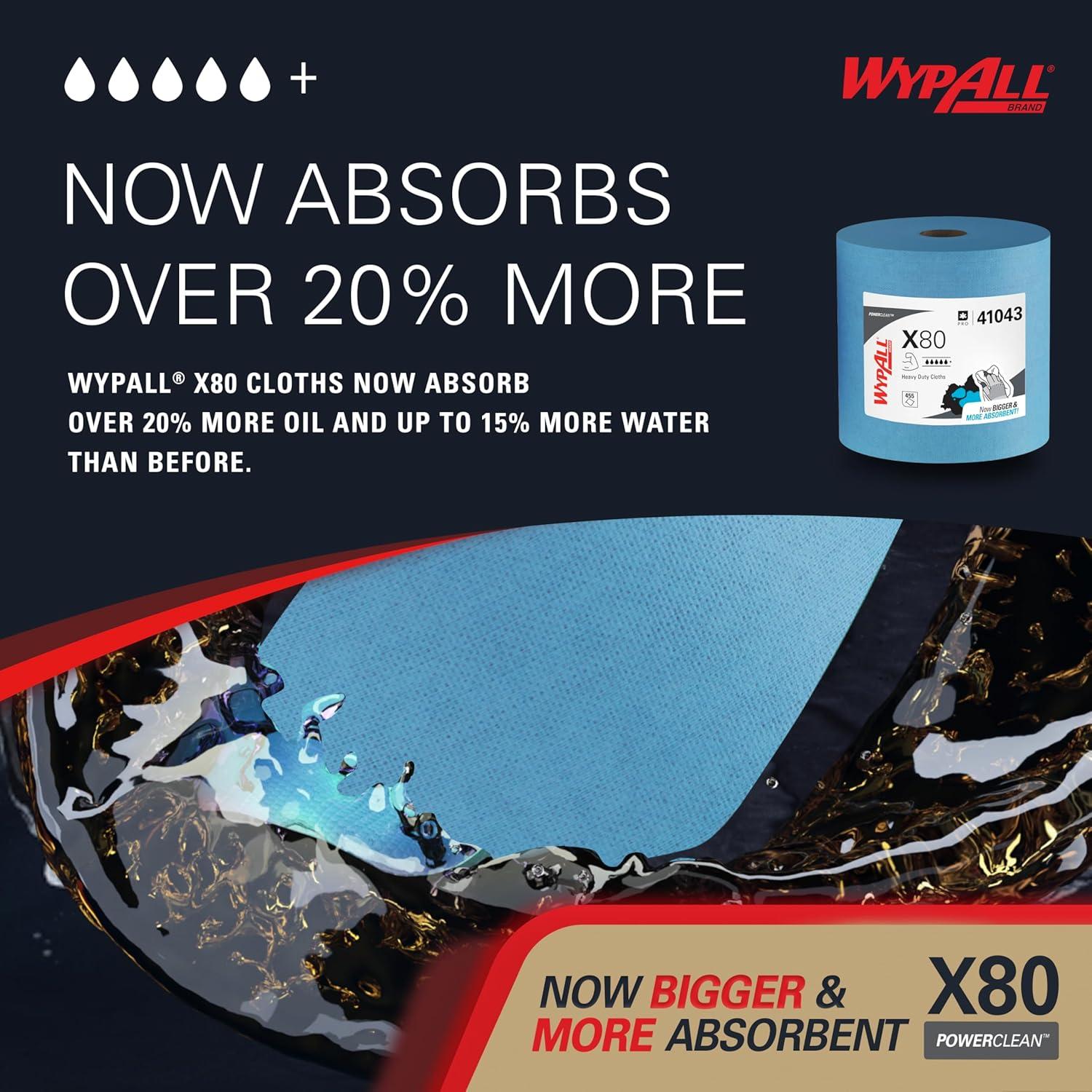 Paños WypAll PowerClean X80 Uso Pesado Azul 455 Hojas Jumbo