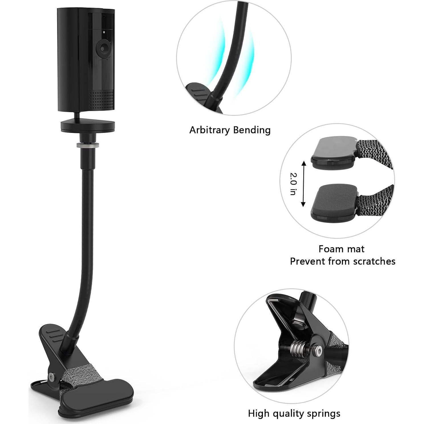 Soporte Clip HOLACA para Cámara Interior Ring 2da Gen Negro