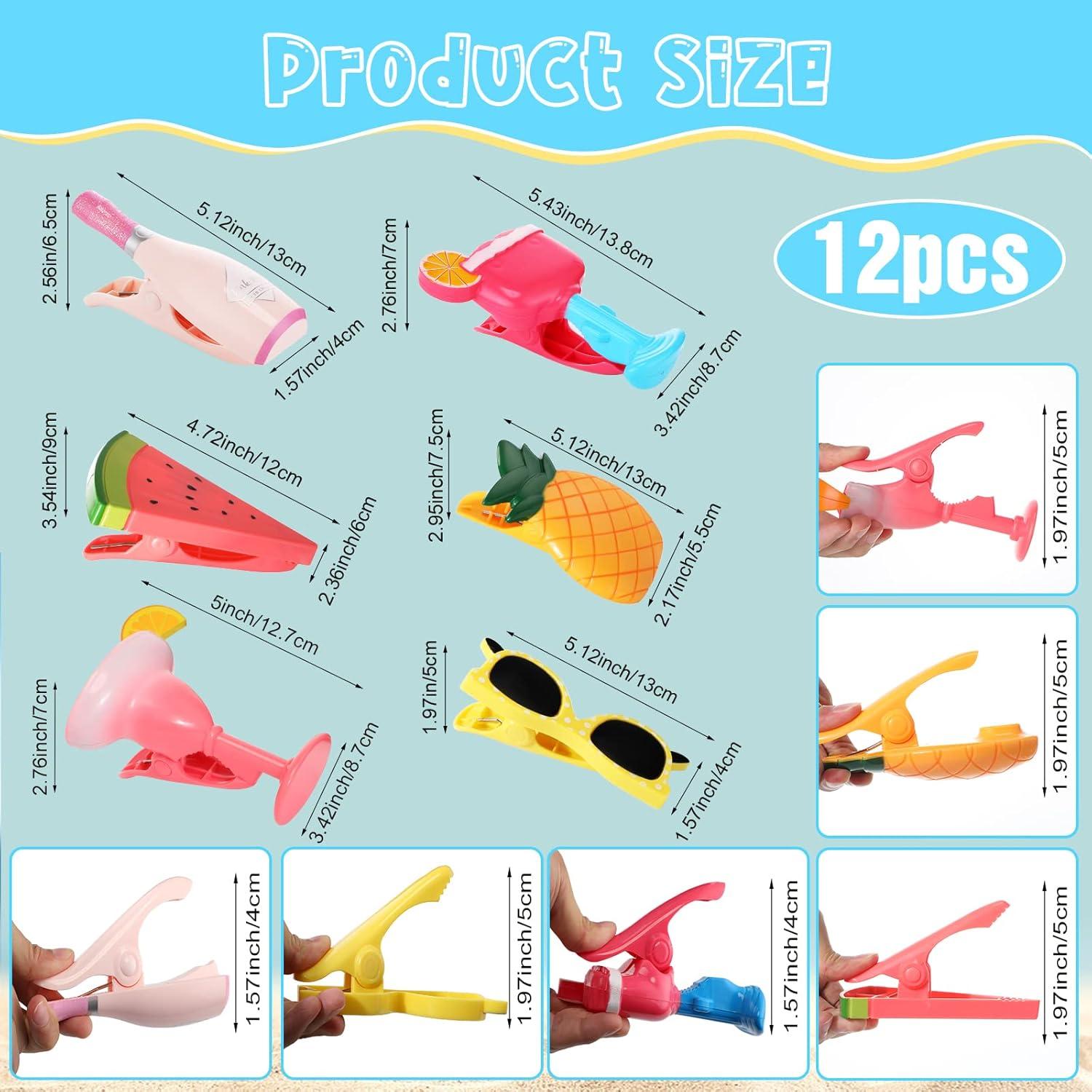 Clips para Toallas de Playa Honoson - 12 Pcs Divertidos