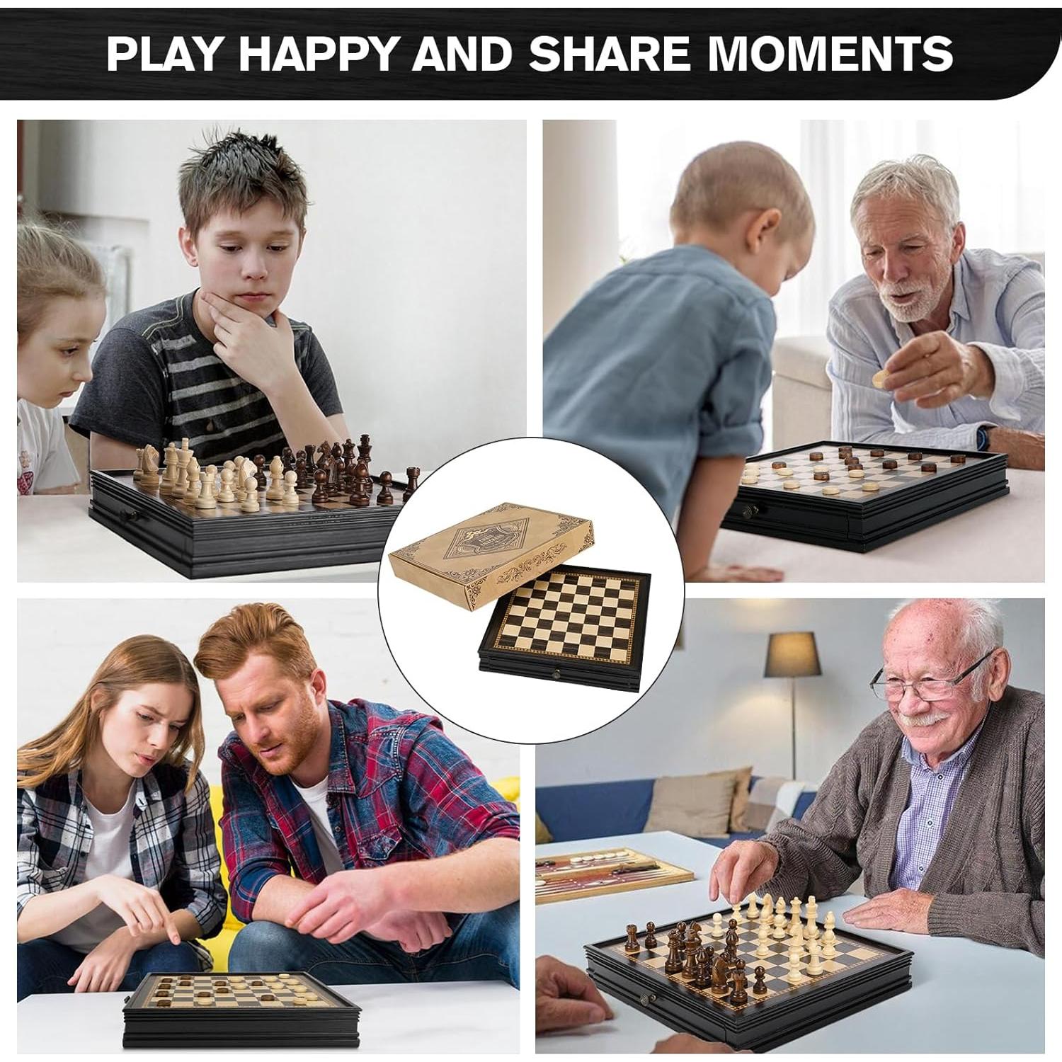 Juego de Ajedrez y Damas Magnético Peradix 32.5 cm 2 en 1