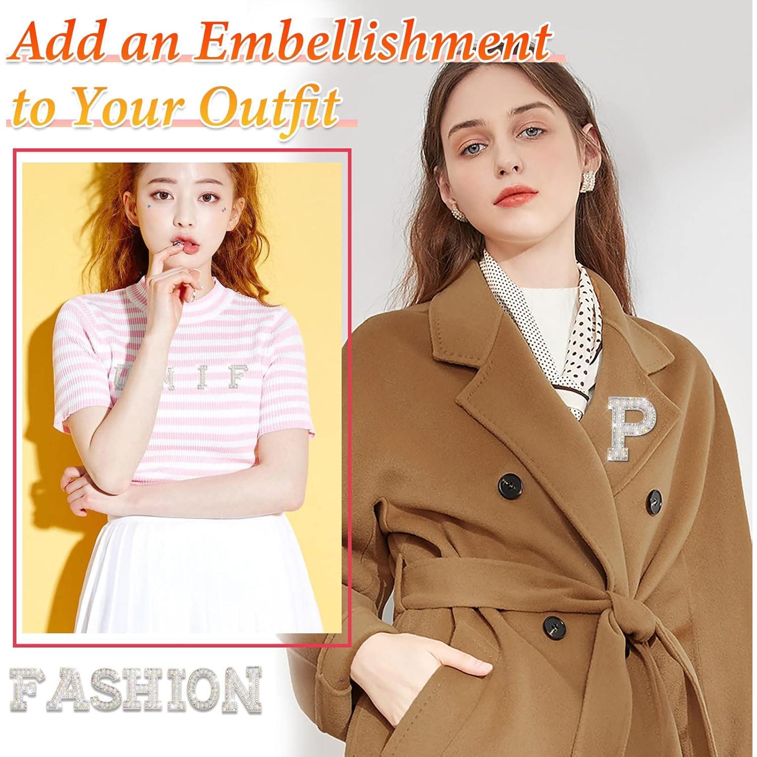 78 Parches de Letras Jollidecor con Rhinestone y Perlas A-Z