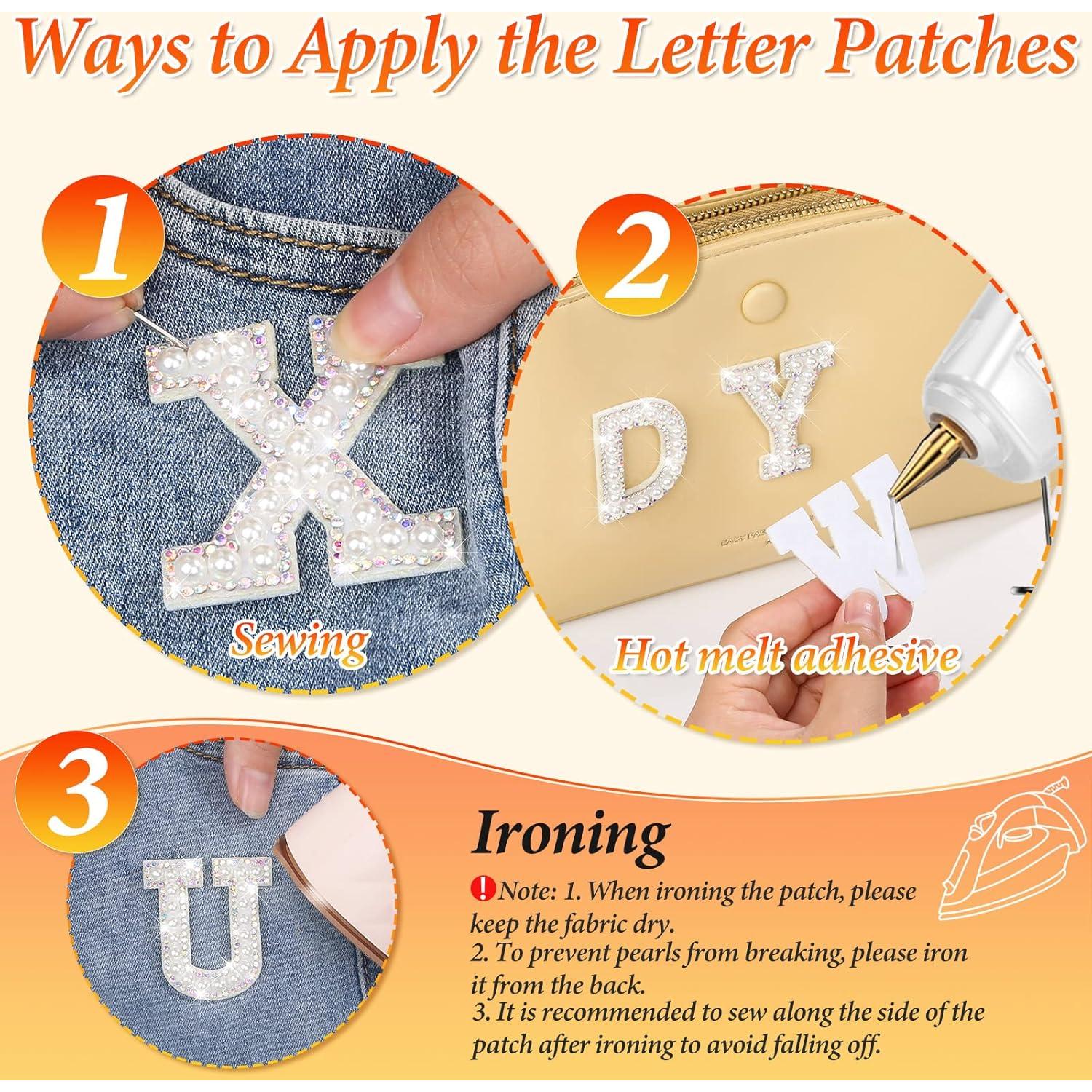 78 Parches de Letras Jollidecor con Rhinestone y Perlas A-Z