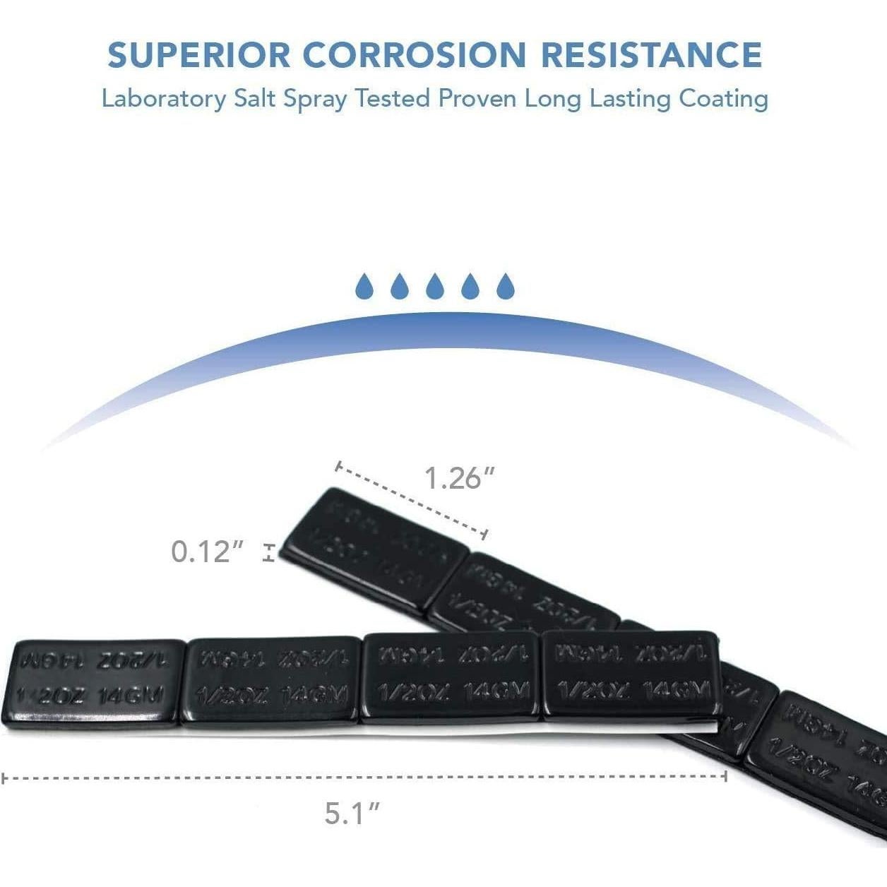 Pesas de Rueda Adhesivas CKAuto 12 oz (340g) 24pcs Negro