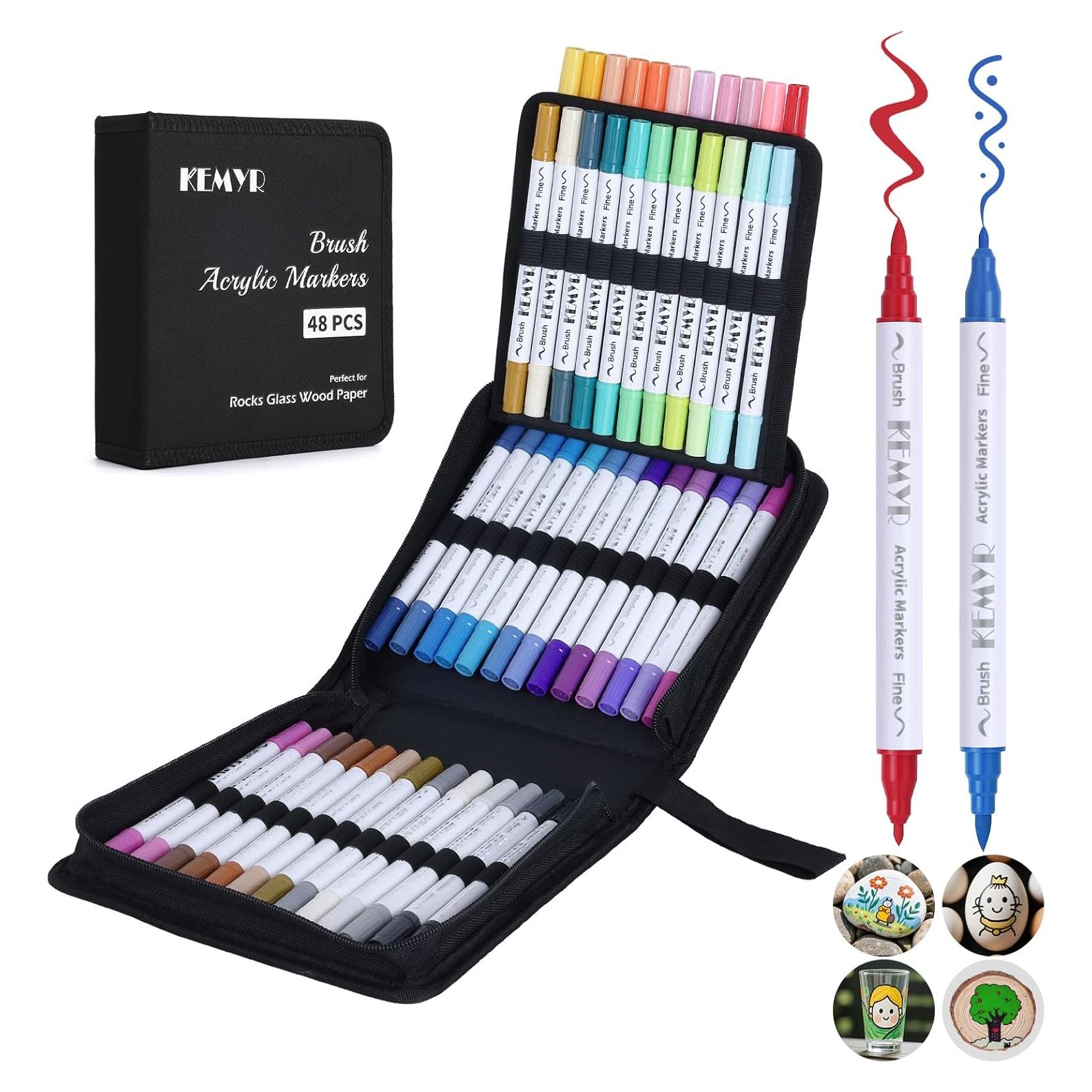 Marcadores de Pintura Acrílica KEMYR 48 Colores Doble Punta