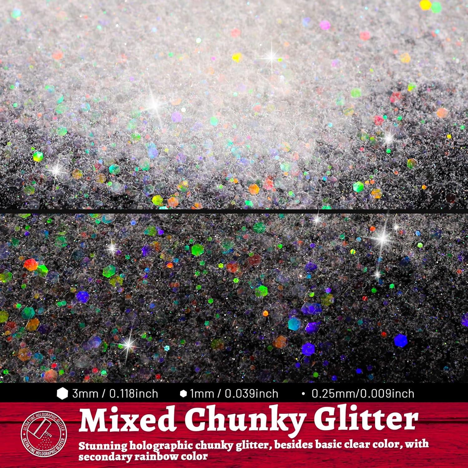 Purpurina Blanca Holográfica Gruesa LEOBRO 160g para Manualidades