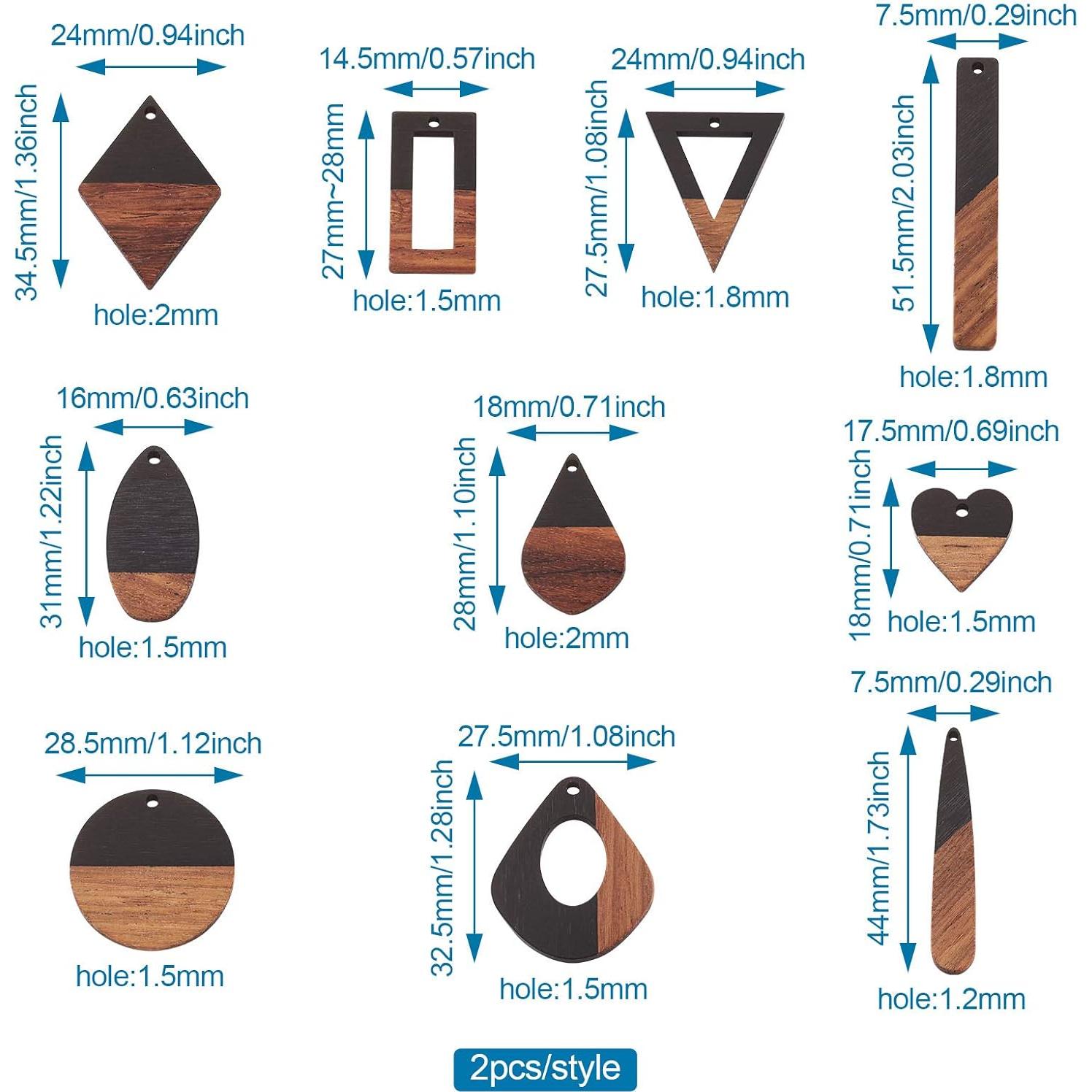 Colgantes de Resina y Madera FASHEWELRY 20 Piezas