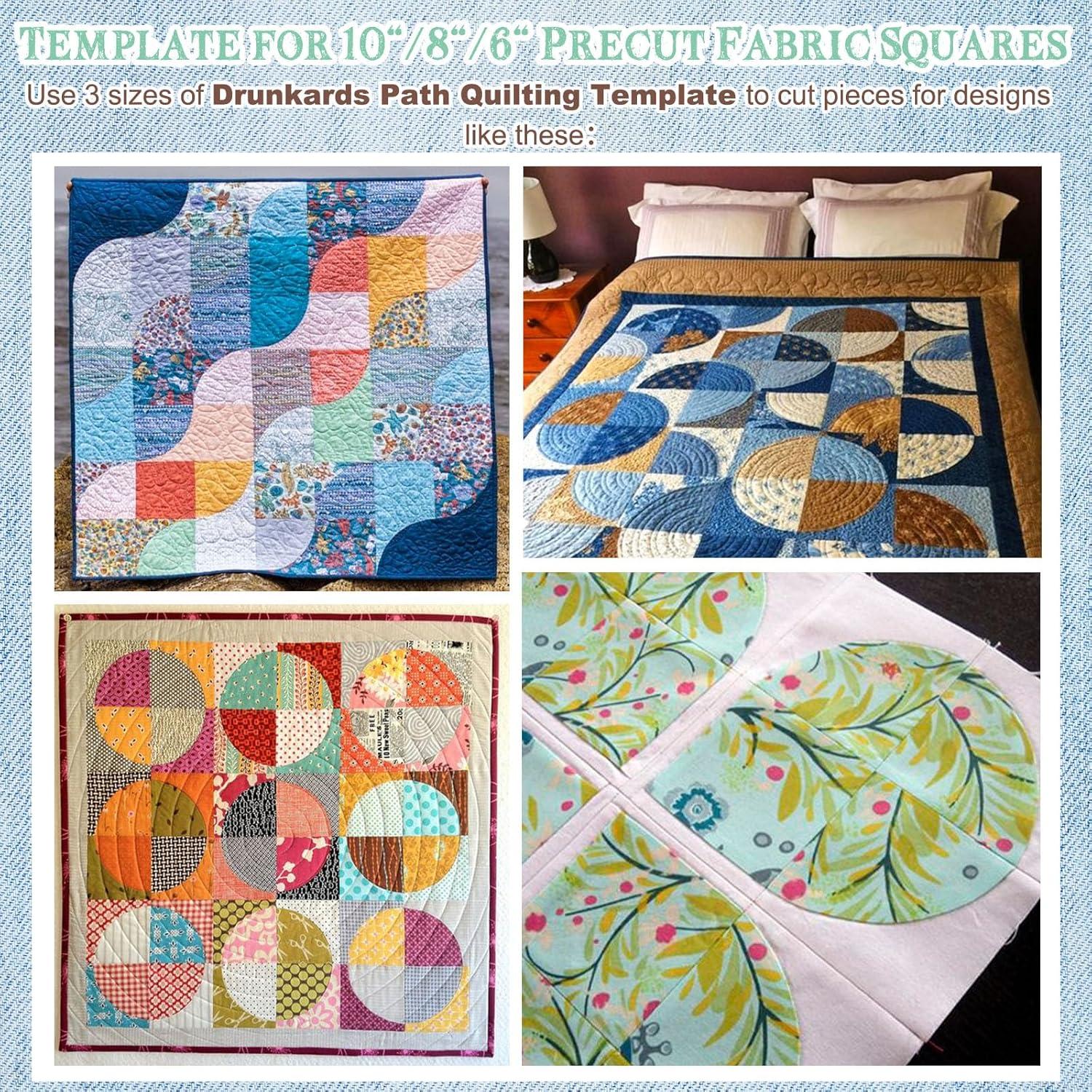 Plantillas de Acolchado Drunkards Path Kigley 3 Set 25.4-17.78-10.16 cm