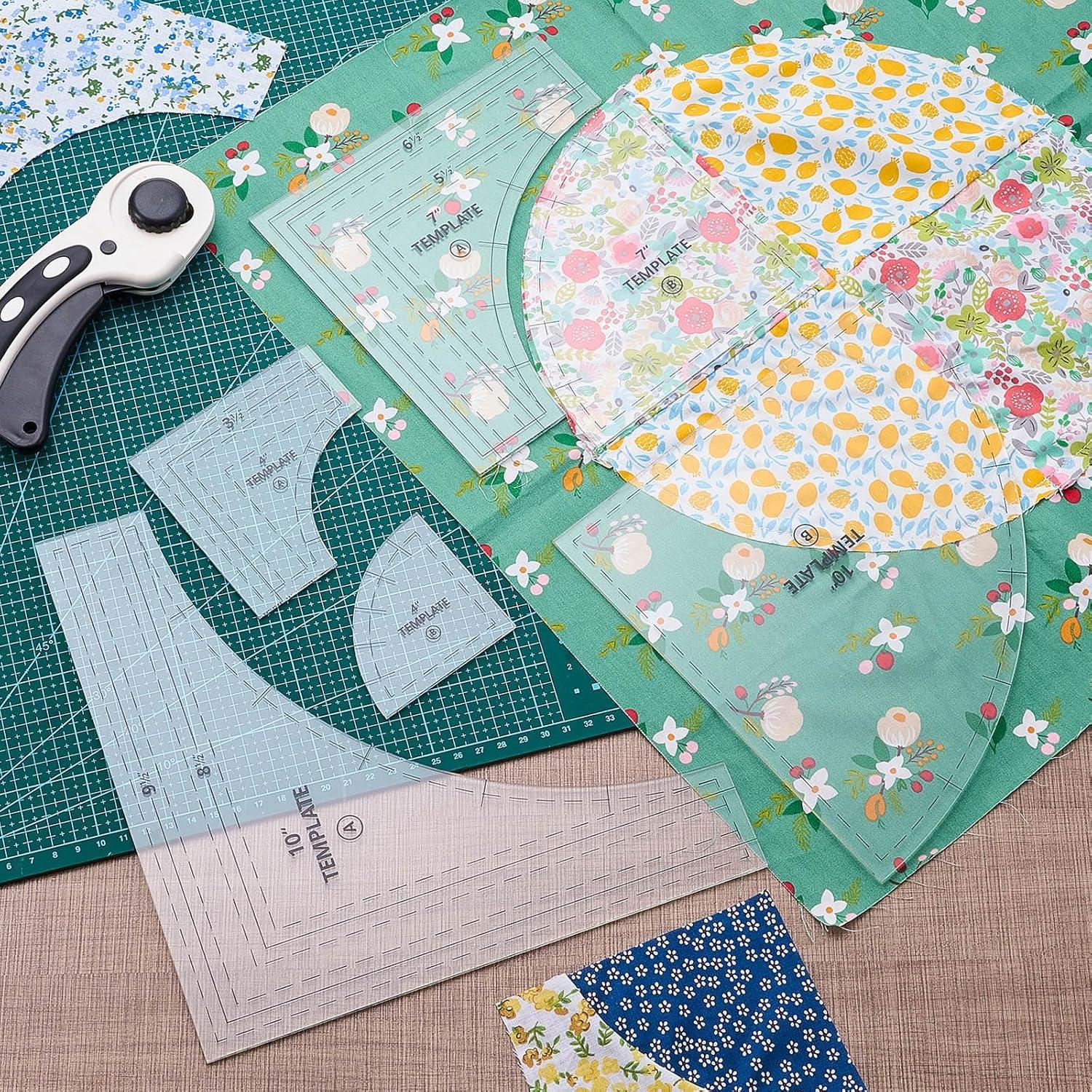 Plantillas de Acolchado Drunkards Path Kigley 3 Set 25.4-17.78-10.16 cm