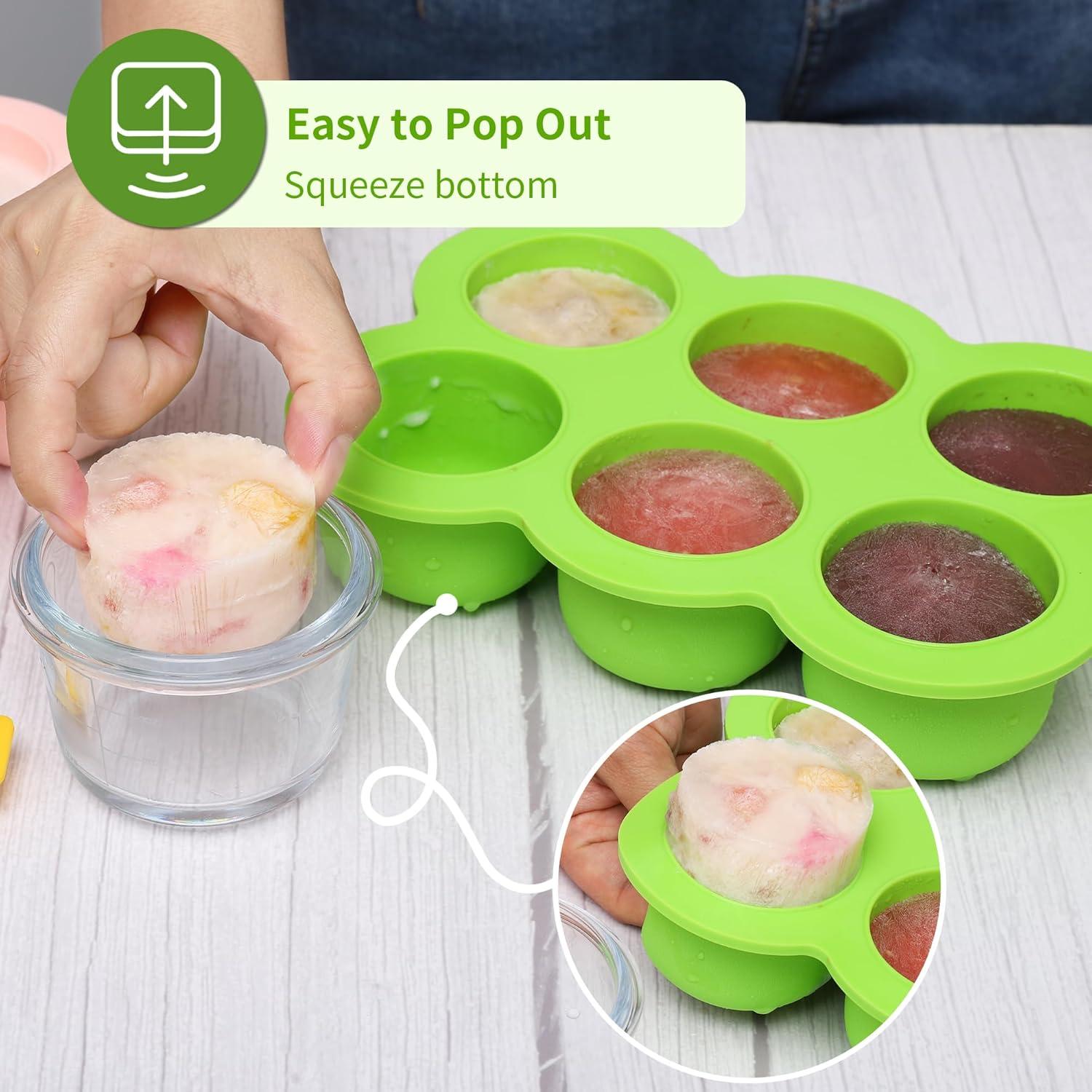 Bandeja de Congelador de Silicona Hiwood 6 Secciones 90 ml Verde