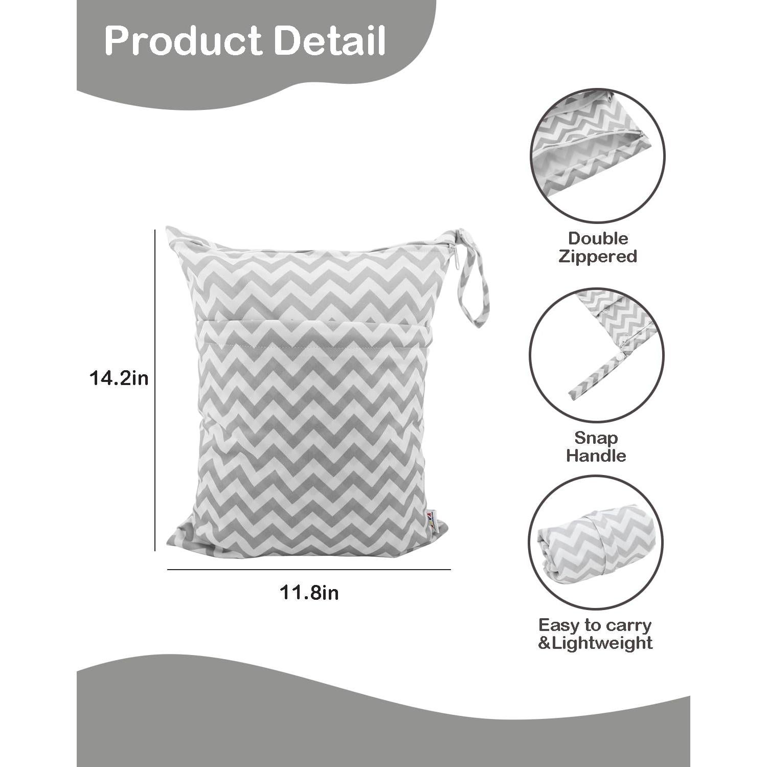 Bolsa Húmeda y Seca ALVABABY 2pcs Impermeable 30x36cm
