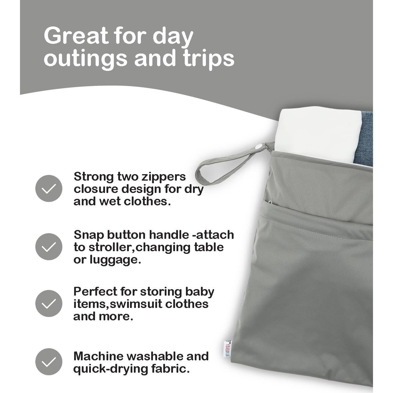 Bolsa Húmeda y Seca ALVABABY 2pcs Impermeable 30x36cm