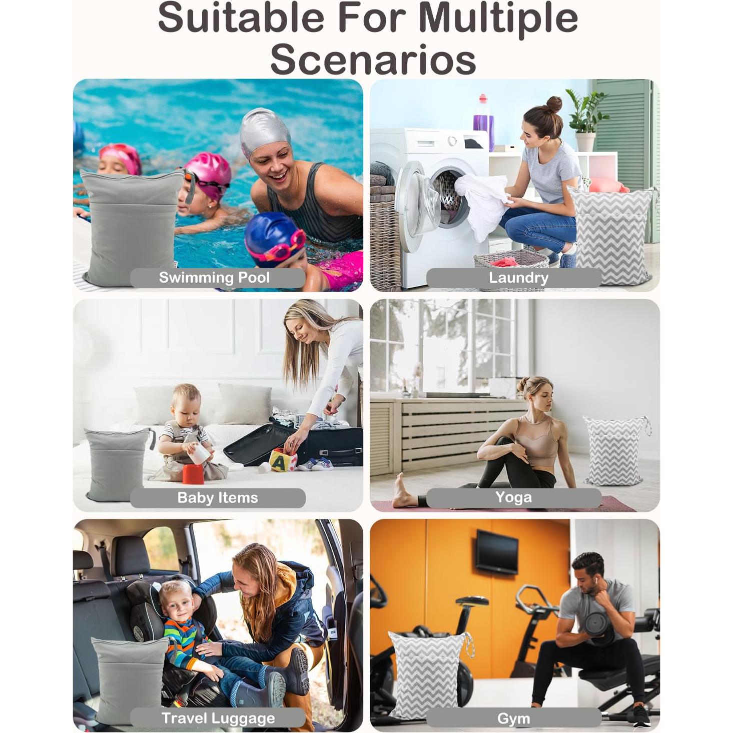 Bolsa Húmeda y Seca ALVABABY 2pcs Impermeable 30x36cm