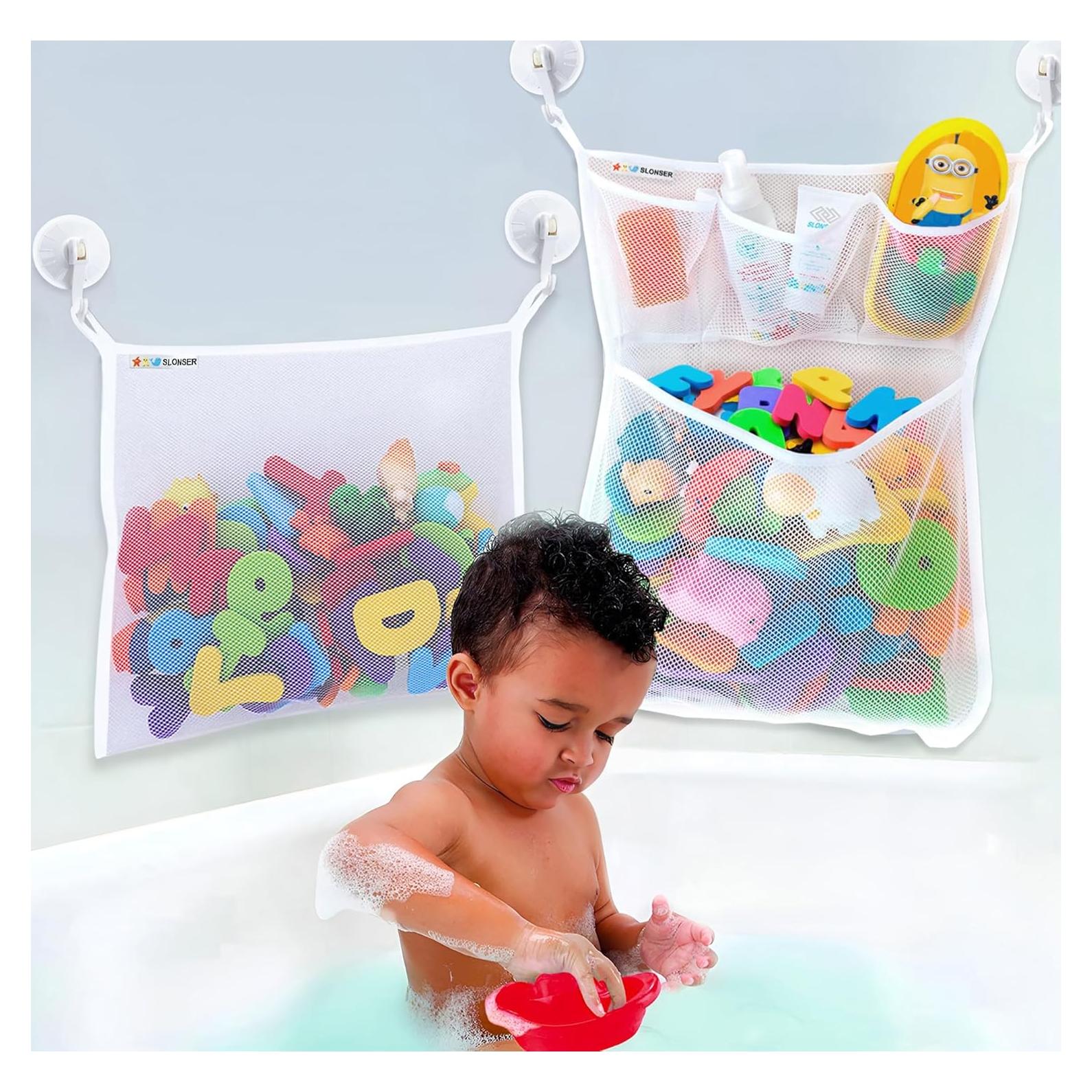 2 Sostenedores de Juguetes de Baño Slonser, Grande, Perla