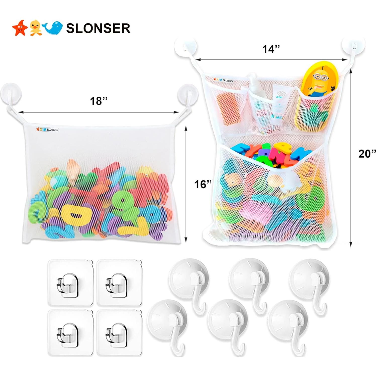 2 Sostenedores de Juguetes de Baño Slonser, Grande, Perla