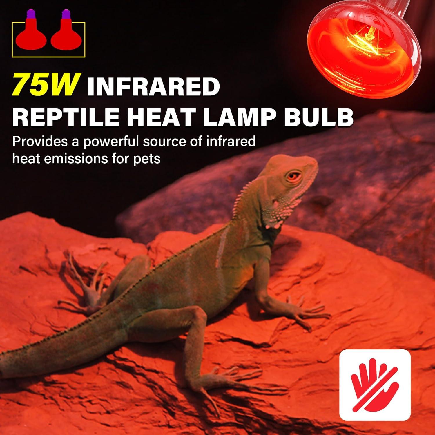Bombilla de Calor Roja Infrarroja TobeBright 75W para Reptiles 2Pack
