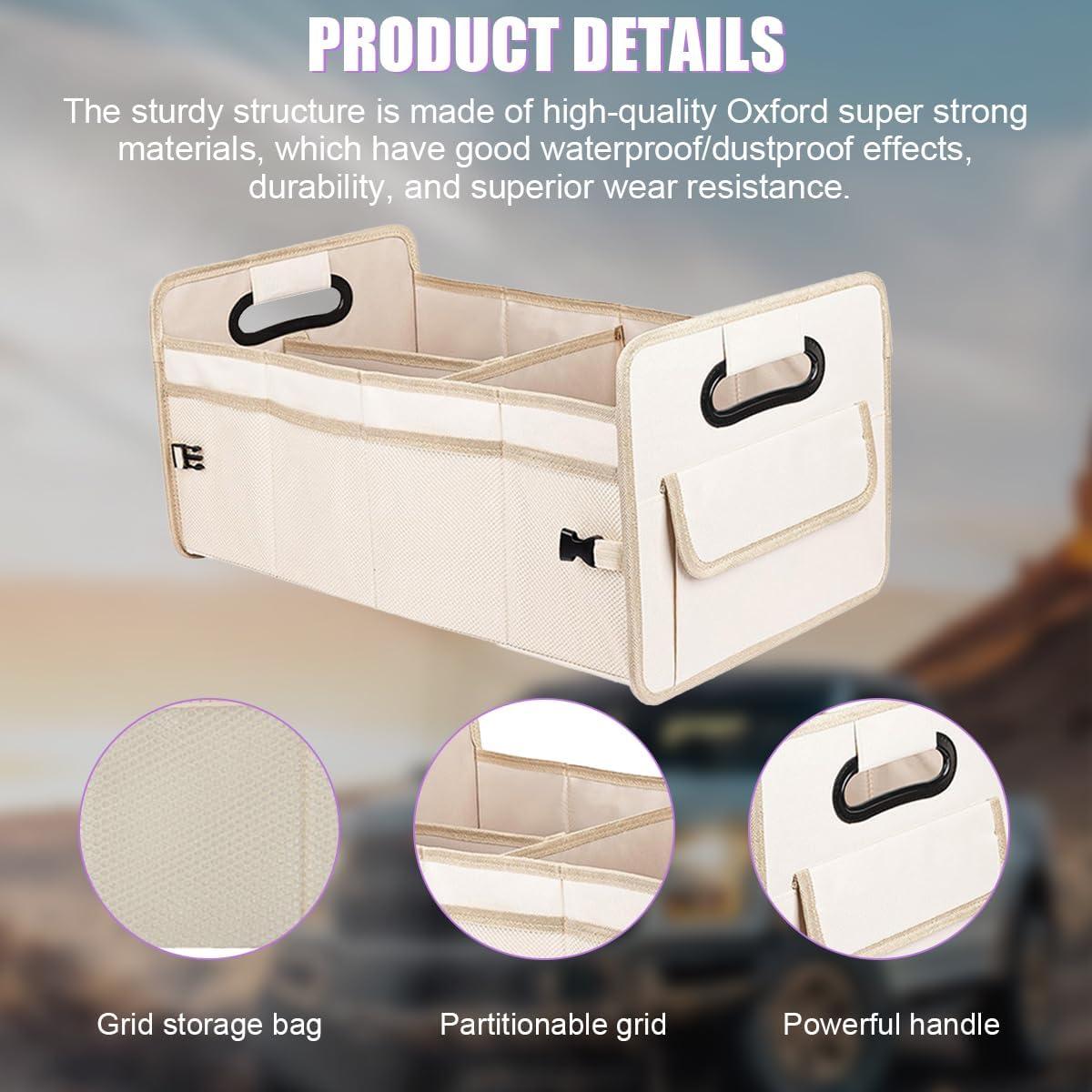 Organizador de Maletero para Auto FALVFUN Beige Plegable 55.88x31.75x27.43cm