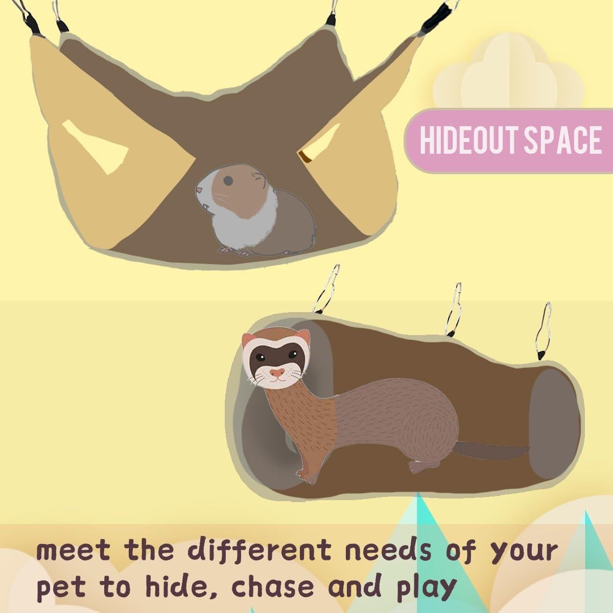 Hamaca y Túnel para Hurones y Cobayas EAEDMY 34x50 cm