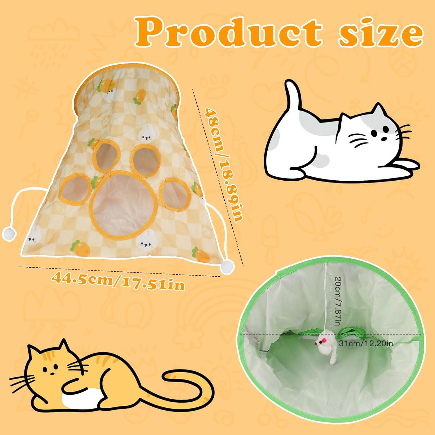 Túnel para gatos Andiker 43x28x33cm con 3 bolas y ratón