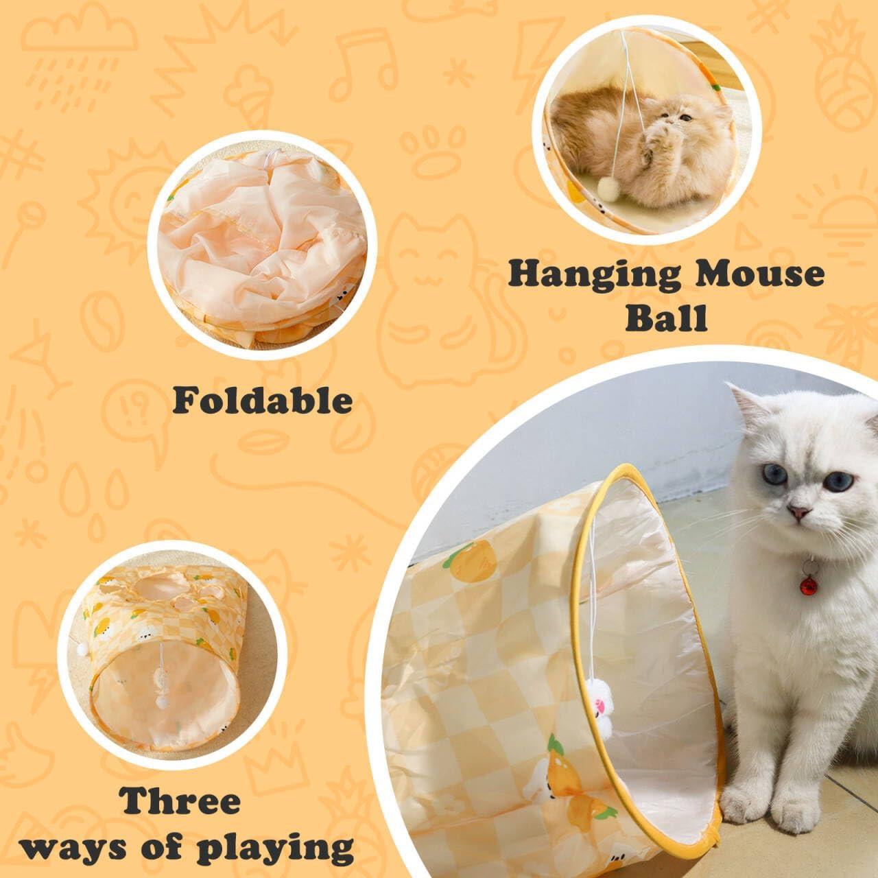 Túnel para gatos Andiker 43x28x33cm con 3 bolas y ratón