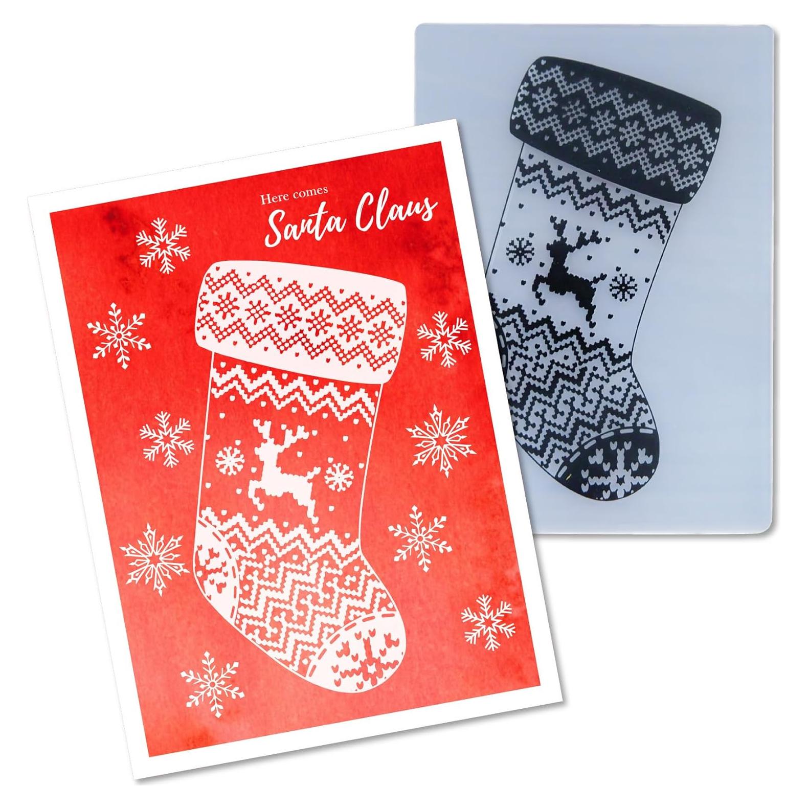 Carpeta de Embossing 3D Arbuya Calcetines de Navidad 17.8x12.7cm