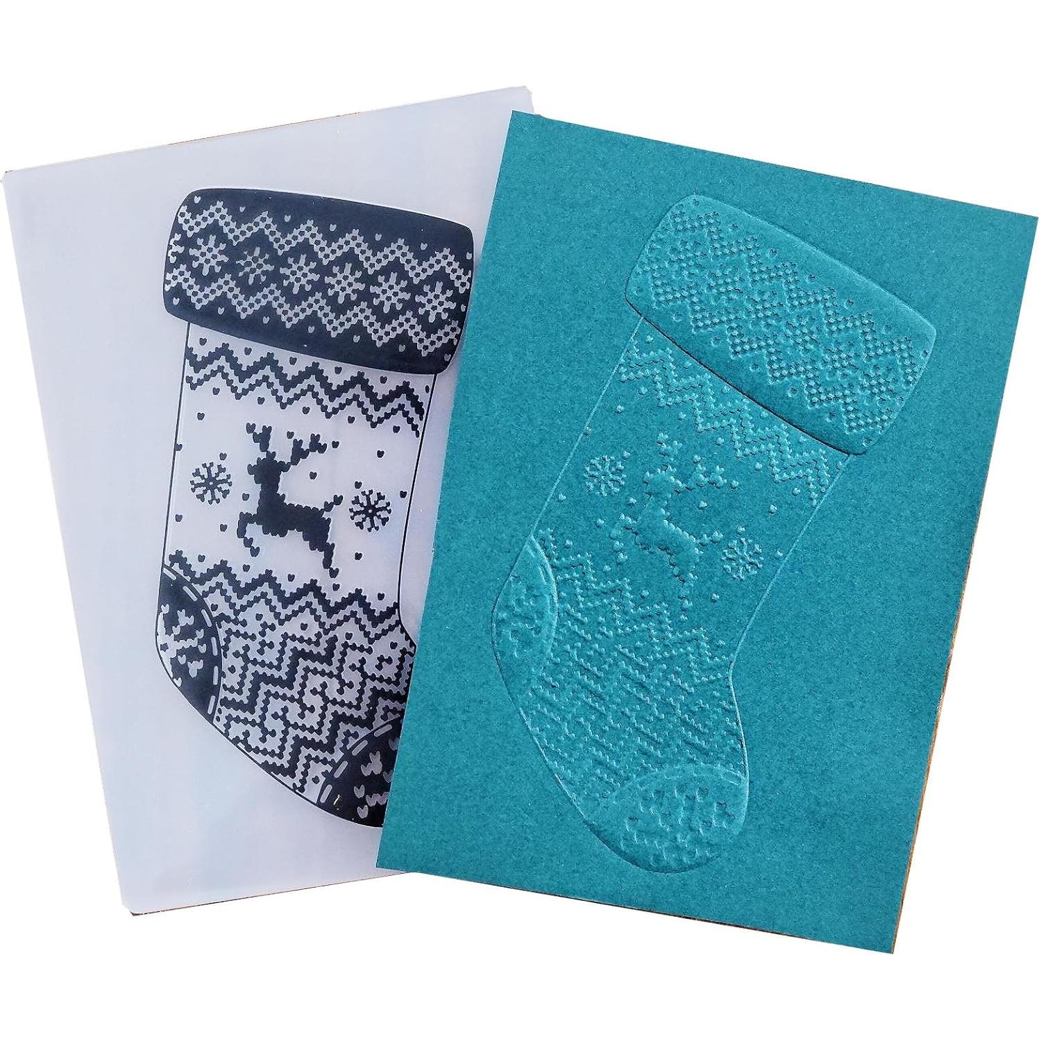 Carpeta de Embossing 3D Arbuya Calcetines de Navidad 17.8x12.7cm