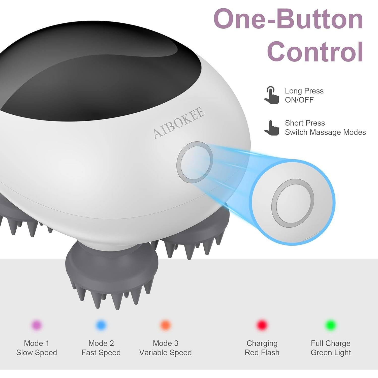 Masajeador de cuero cabelludo eléctrico AIBOKEE IPX7 recargable