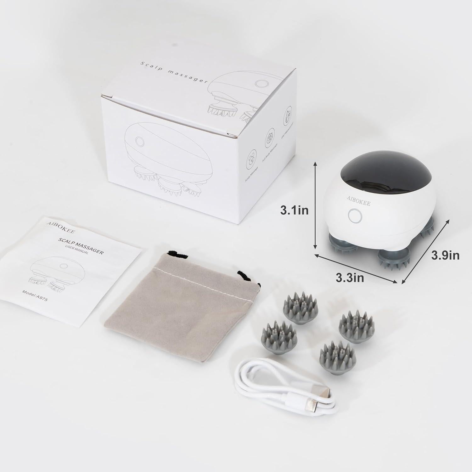 Masajeador de cuero cabelludo eléctrico AIBOKEE IPX7 recargable