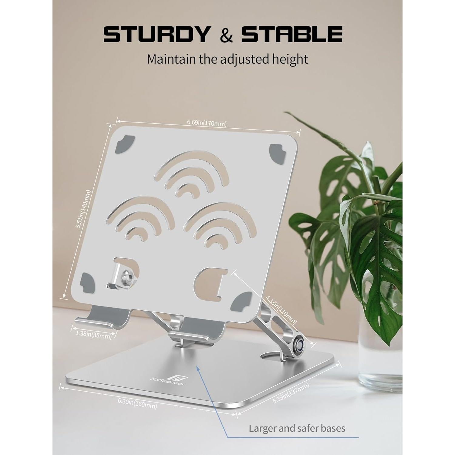 Soporte de Tableta Ajustable ToBeoneer Aluminio Plata 35,56 cm