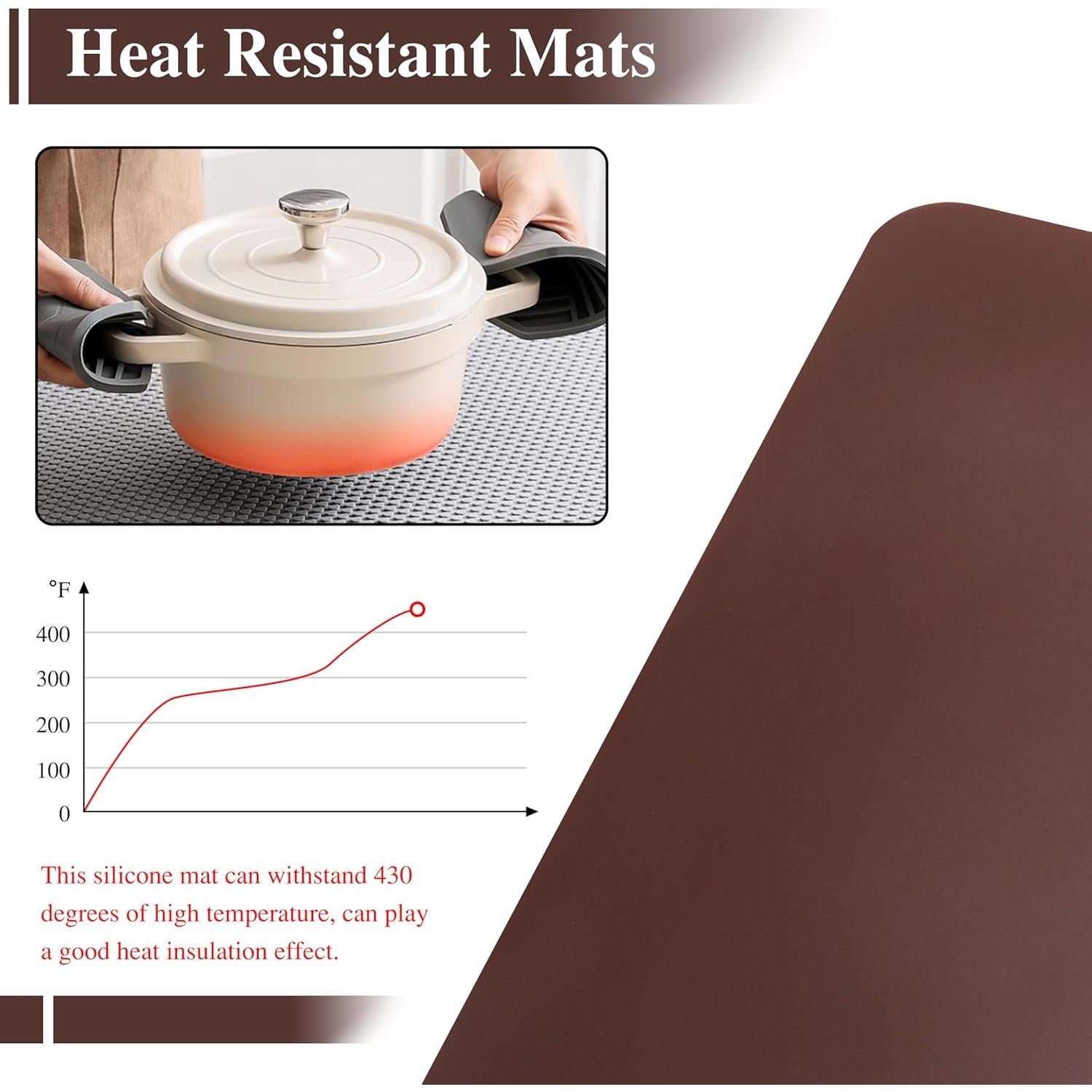 Alfombrillas de Silicona YACEYACE 2Pcs 39.9x29.9cm Marrón