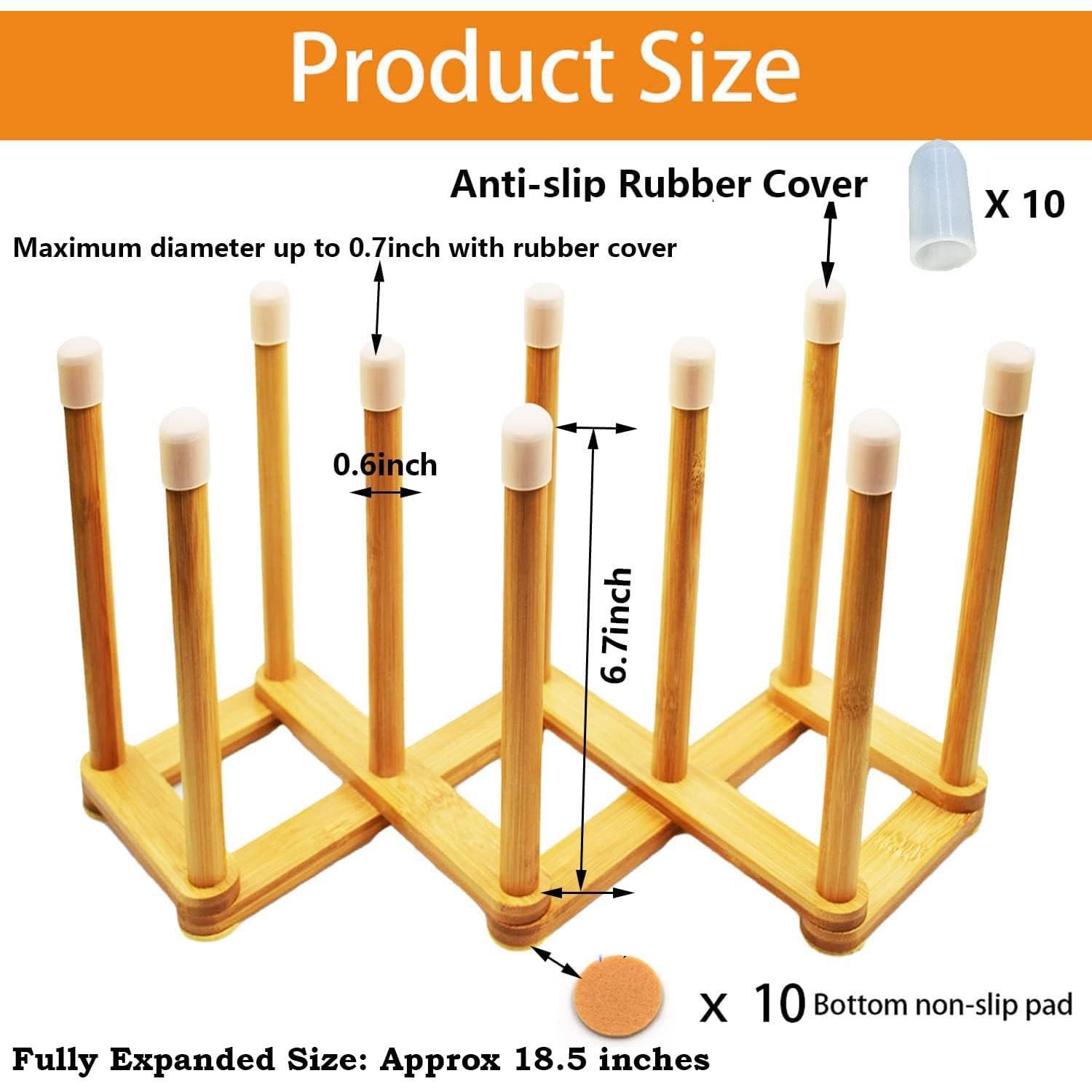 Estante de Secado Retráctil de Bambú Cyauatt para Botellas y Tazas