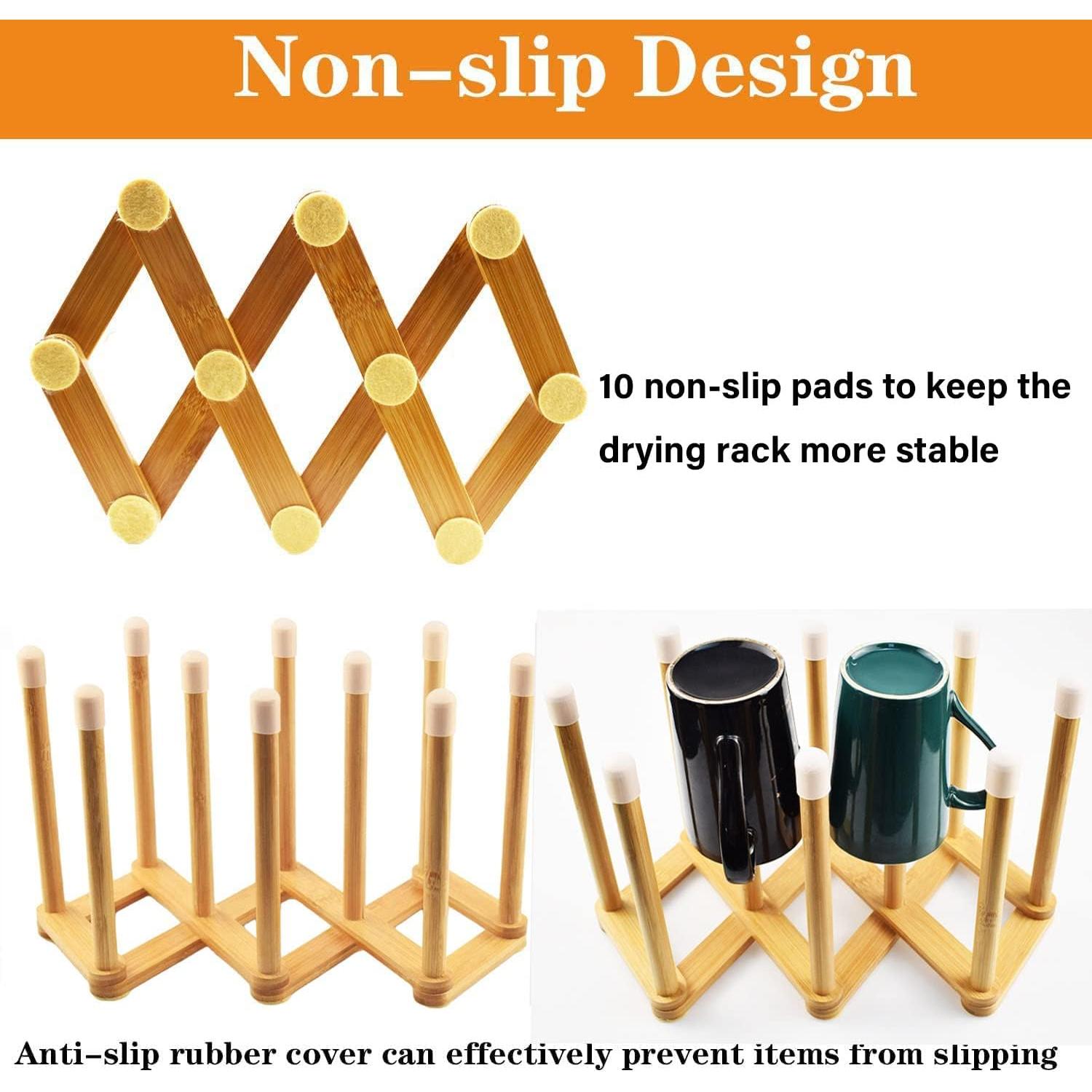 Estante de Secado Retráctil de Bambú Cyauatt para Botellas y Tazas