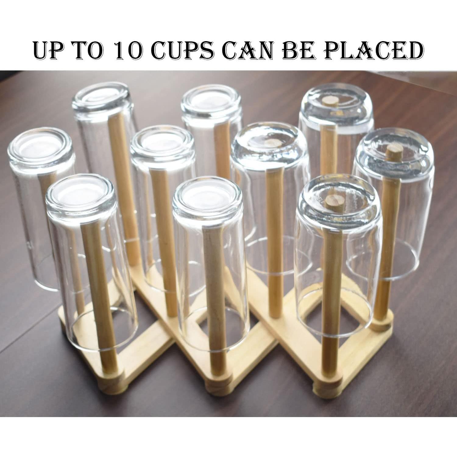 Estante de Secado Retráctil de Bambú Cyauatt para Botellas y Tazas