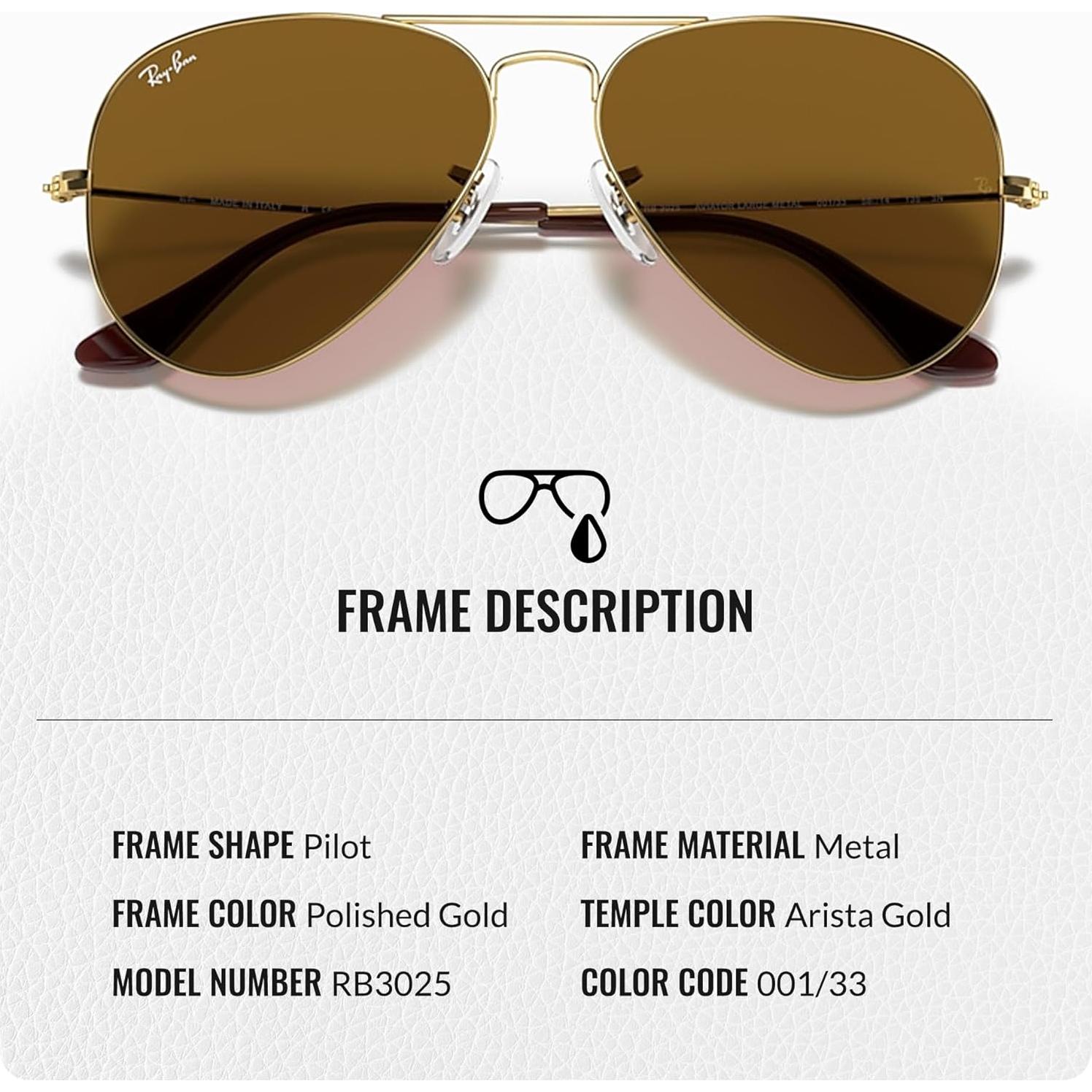 Gafas de Sol Ray-Ban RB3025 Aviador Dorado con Kit