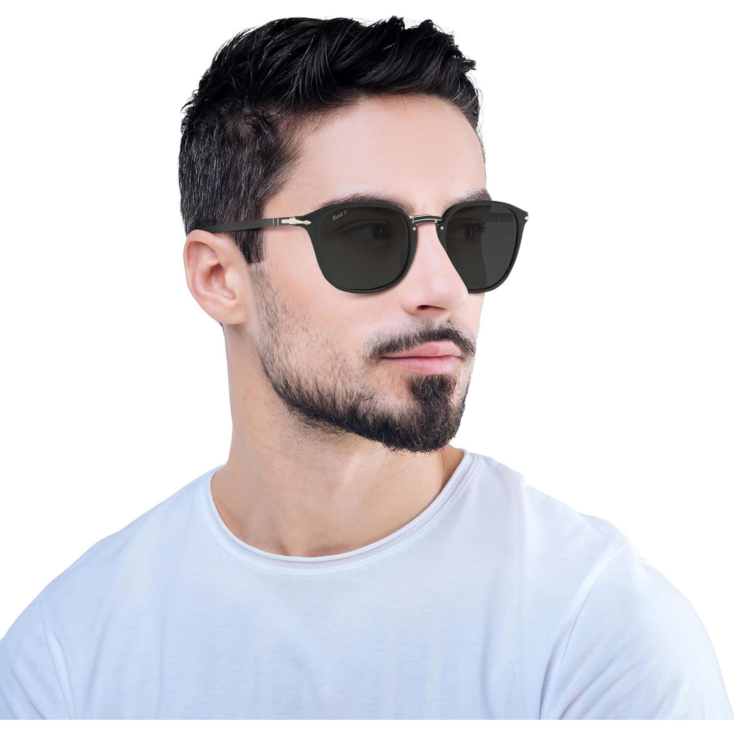 Gafas de sol redondas Persol PO3186S negras con lentes polarizados