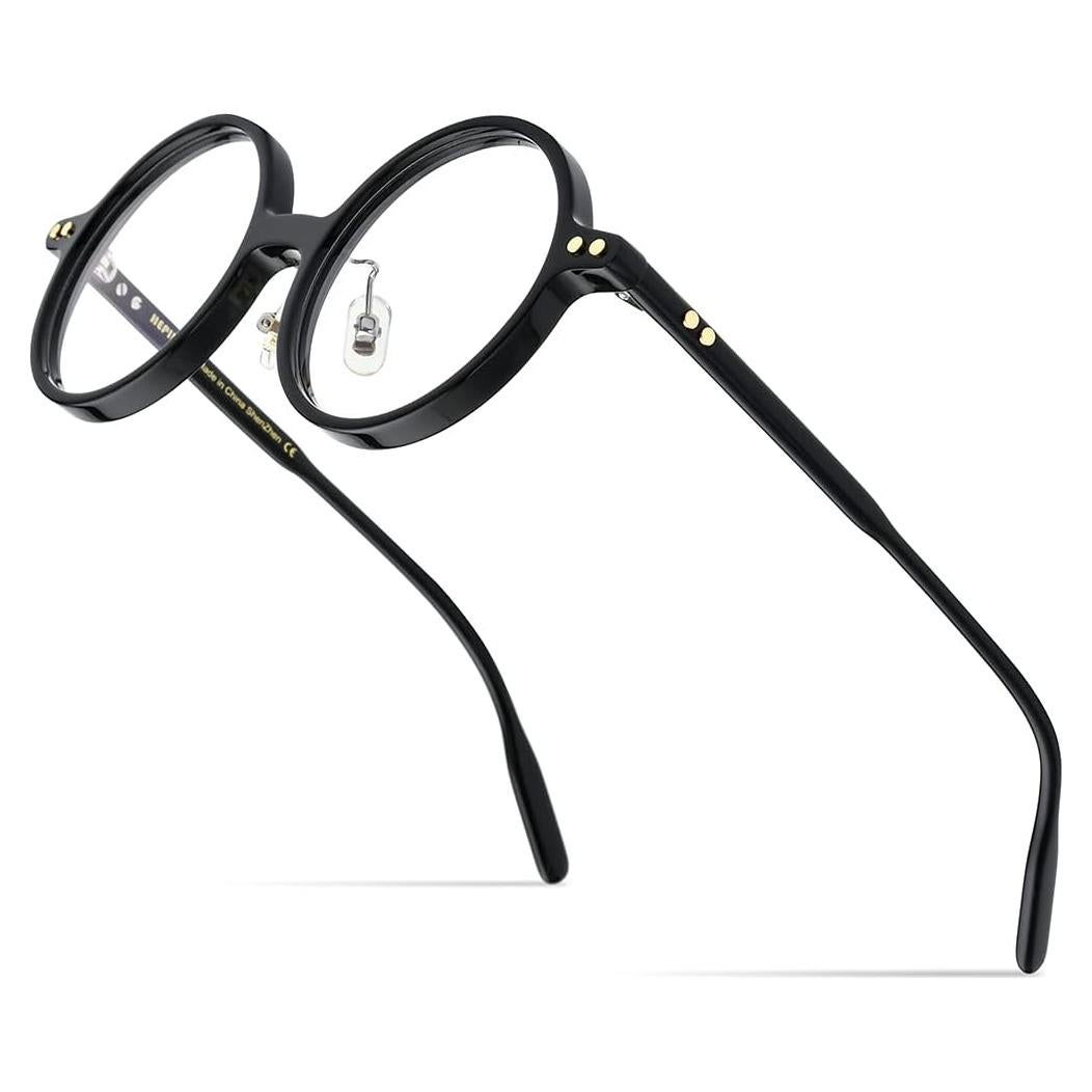 Montura de Gafas Ópticas Hepidem Redondas Vintage Negro