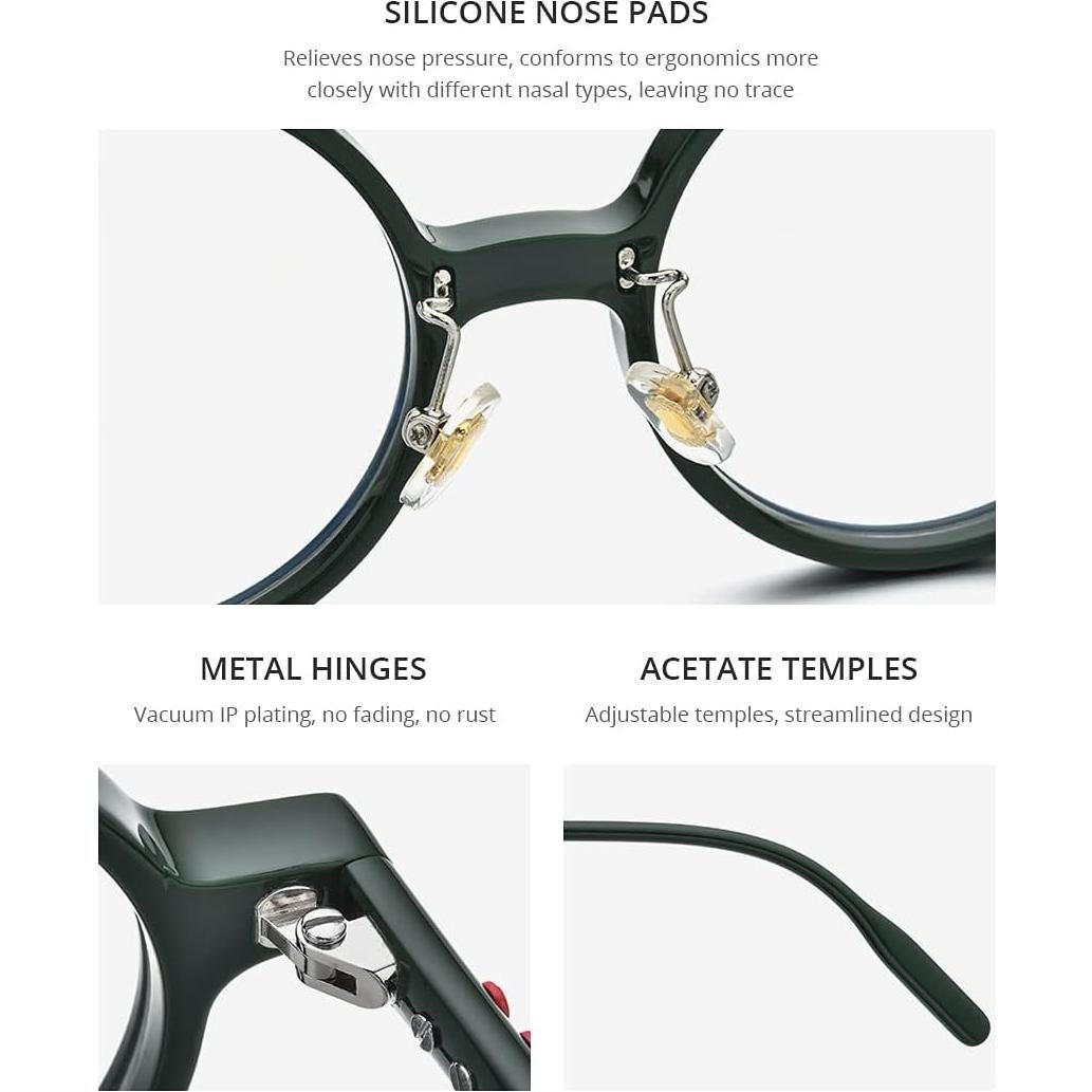 Montura de Gafas Ópticas Hepidem Redondas Vintage Negro