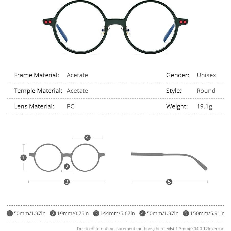 Montura de Gafas Ópticas Hepidem Redondas Vintage Negro