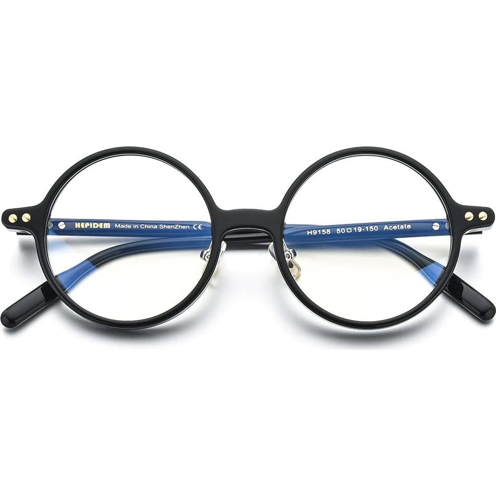 Montura de Gafas Ópticas Hepidem Redondas Vintage Negro