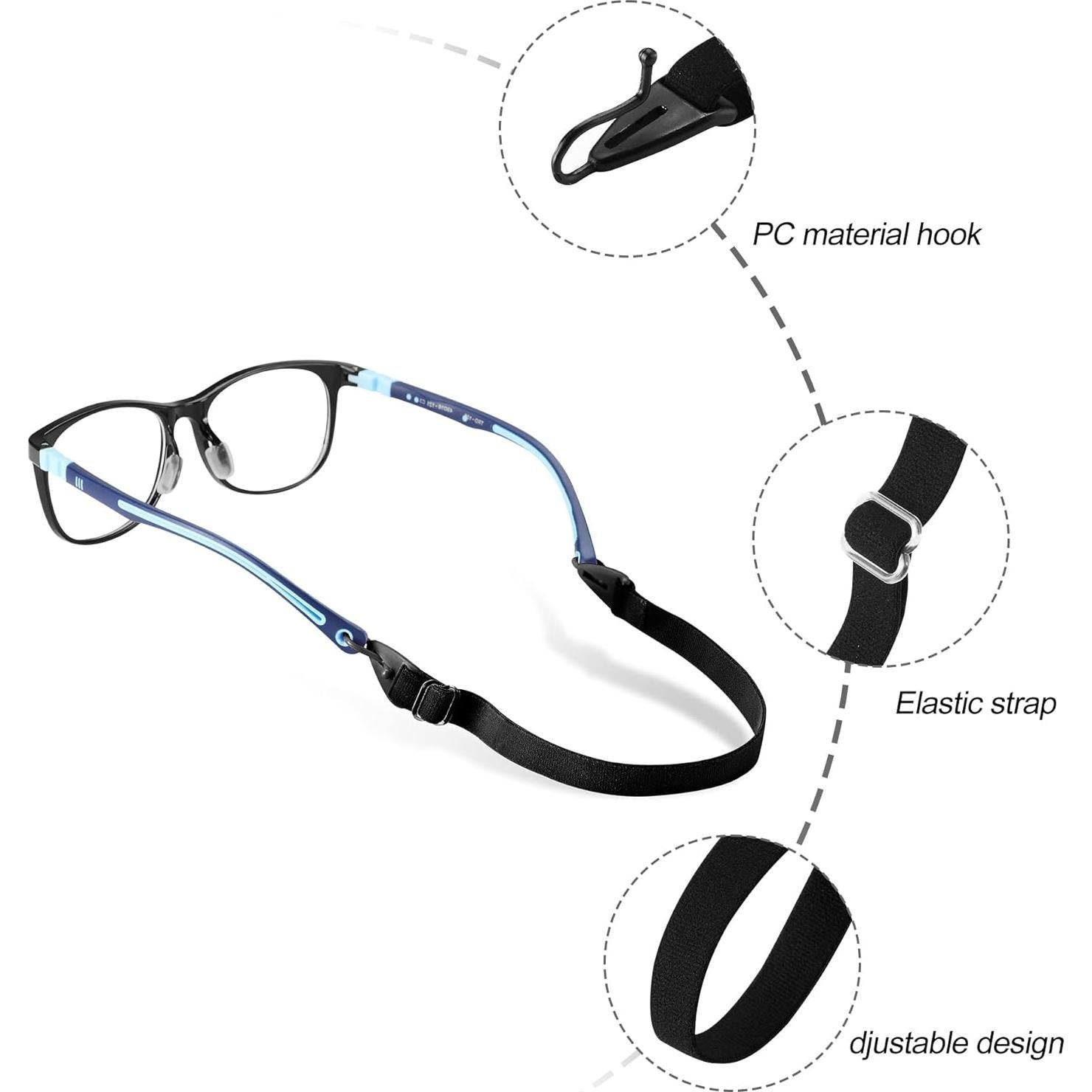 Correas Ajustables para Gafas Niños lvvfit 4pcs Negro
