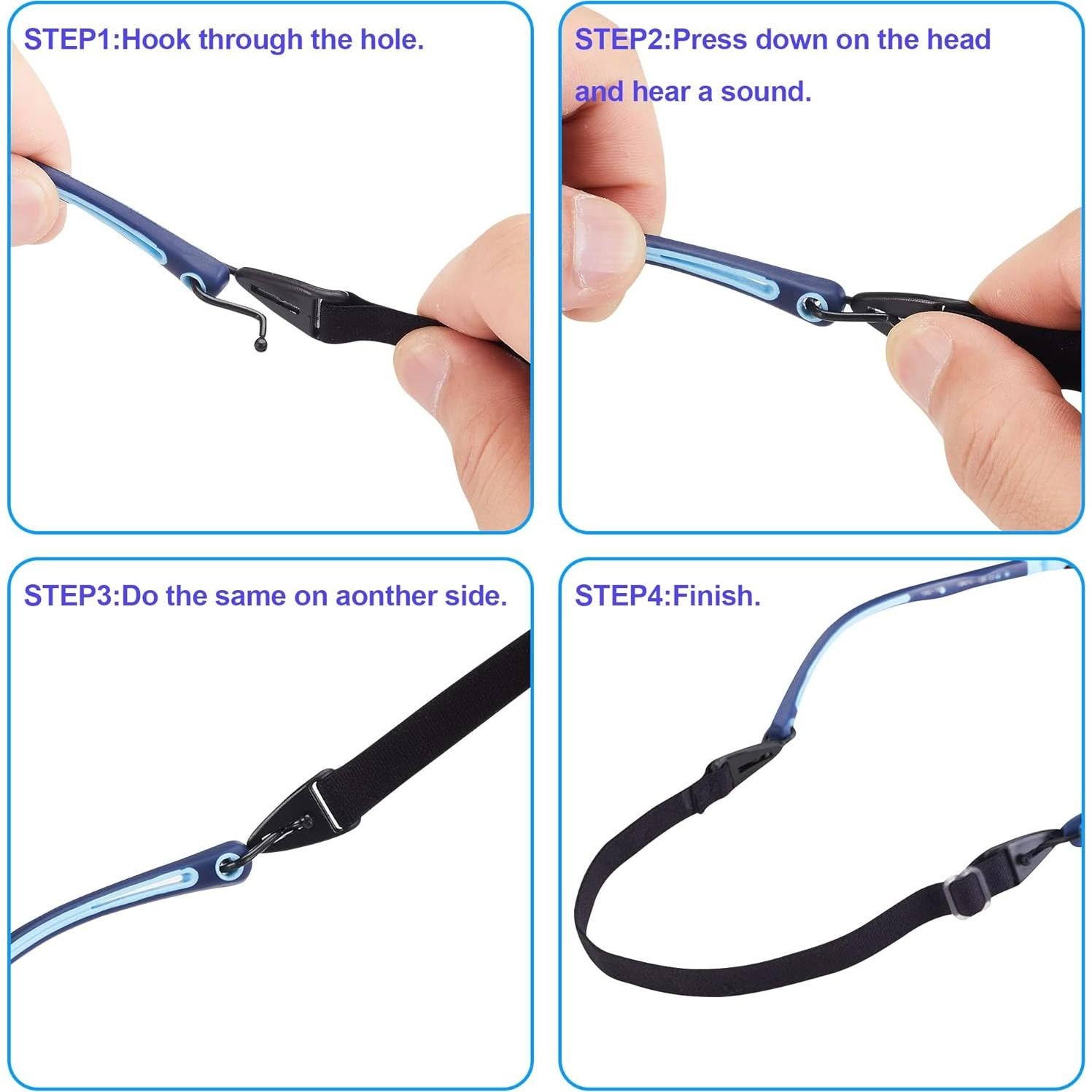 Correas Ajustables para Gafas Niños lvvfit 4pcs Negro