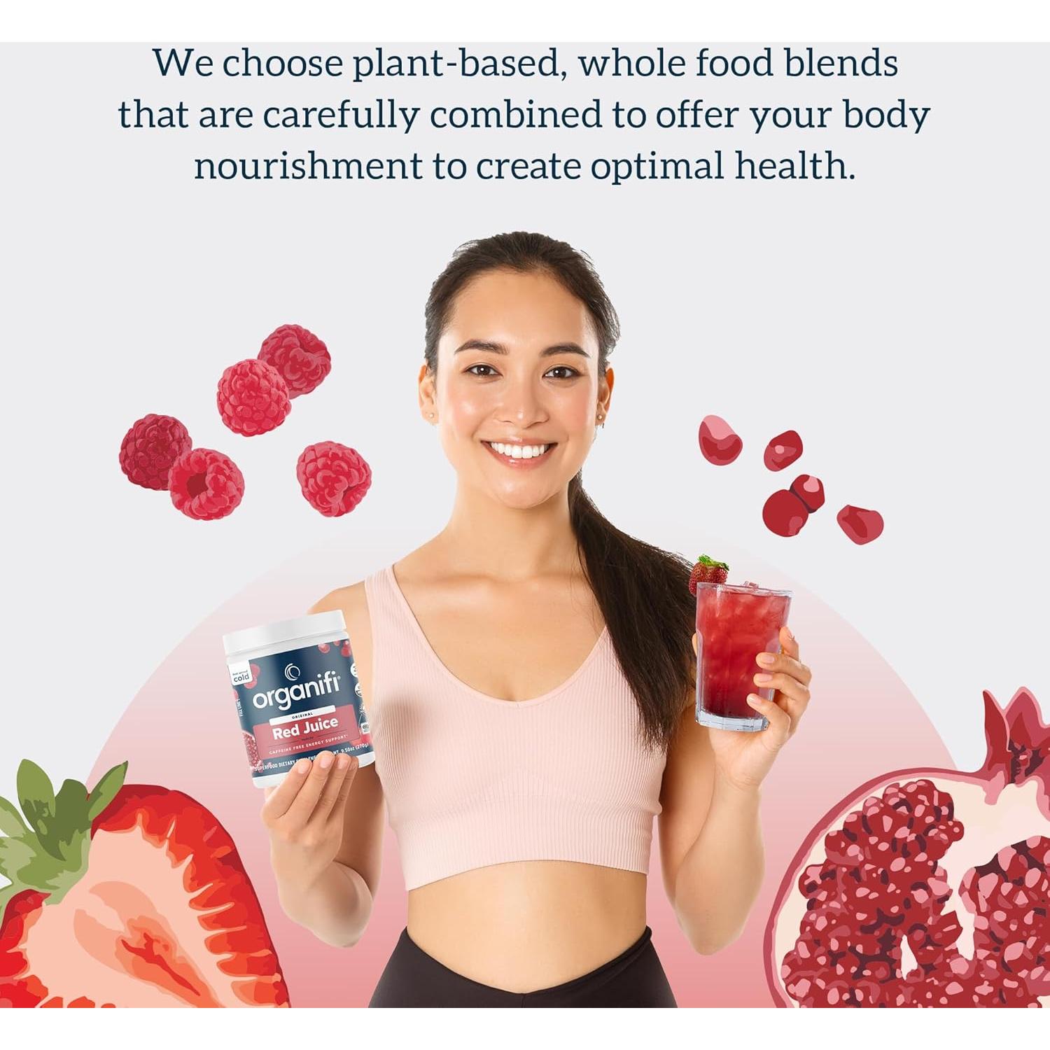 Organifi Jugo Rojo - Polvo Energético 283.5g - Sin Cafeína