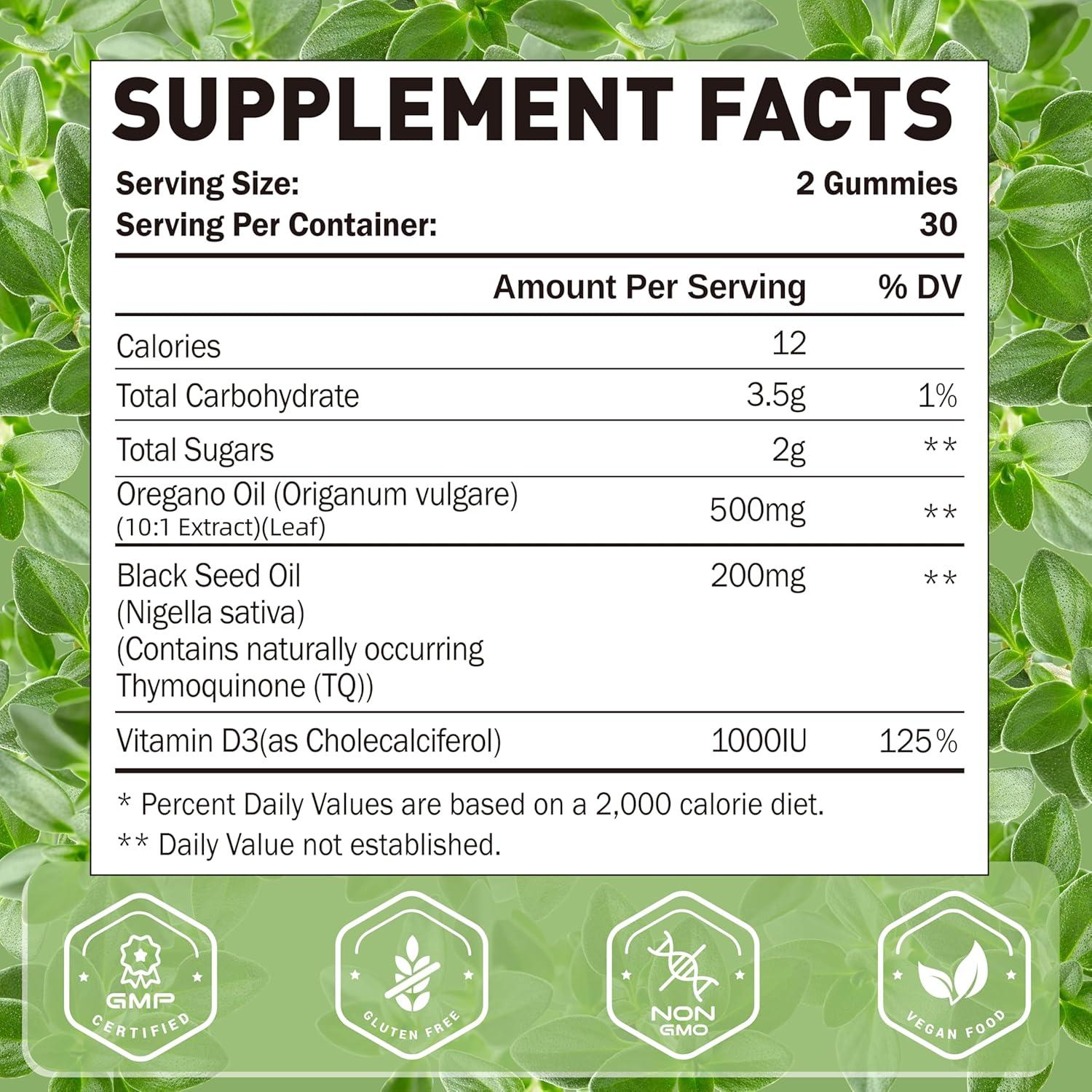 Gominolas de Aceite de Orégano SUGAWITA 500mg + Vitamina D3