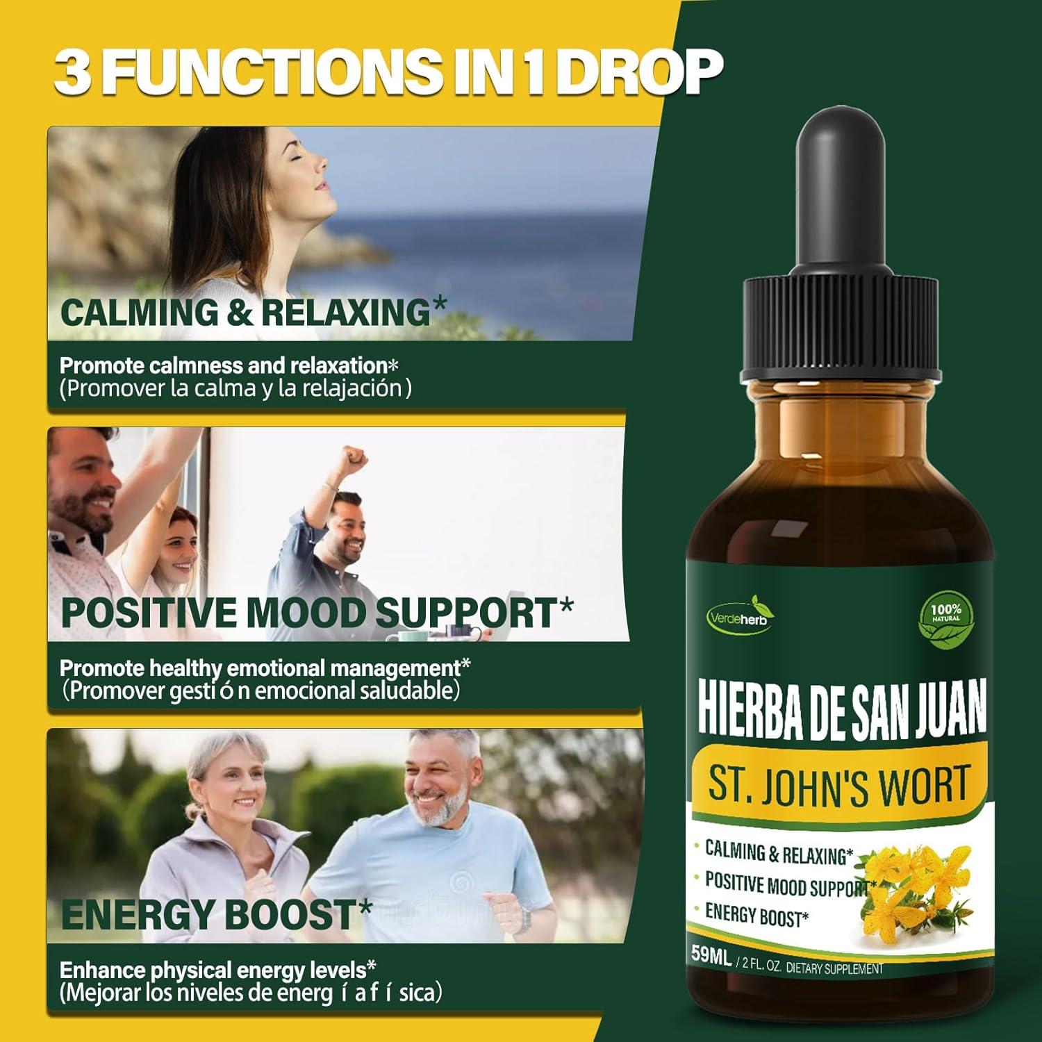 Gotas de Hierba de San Juan Verdeherb 60 ml - Calmantes y Energizantes