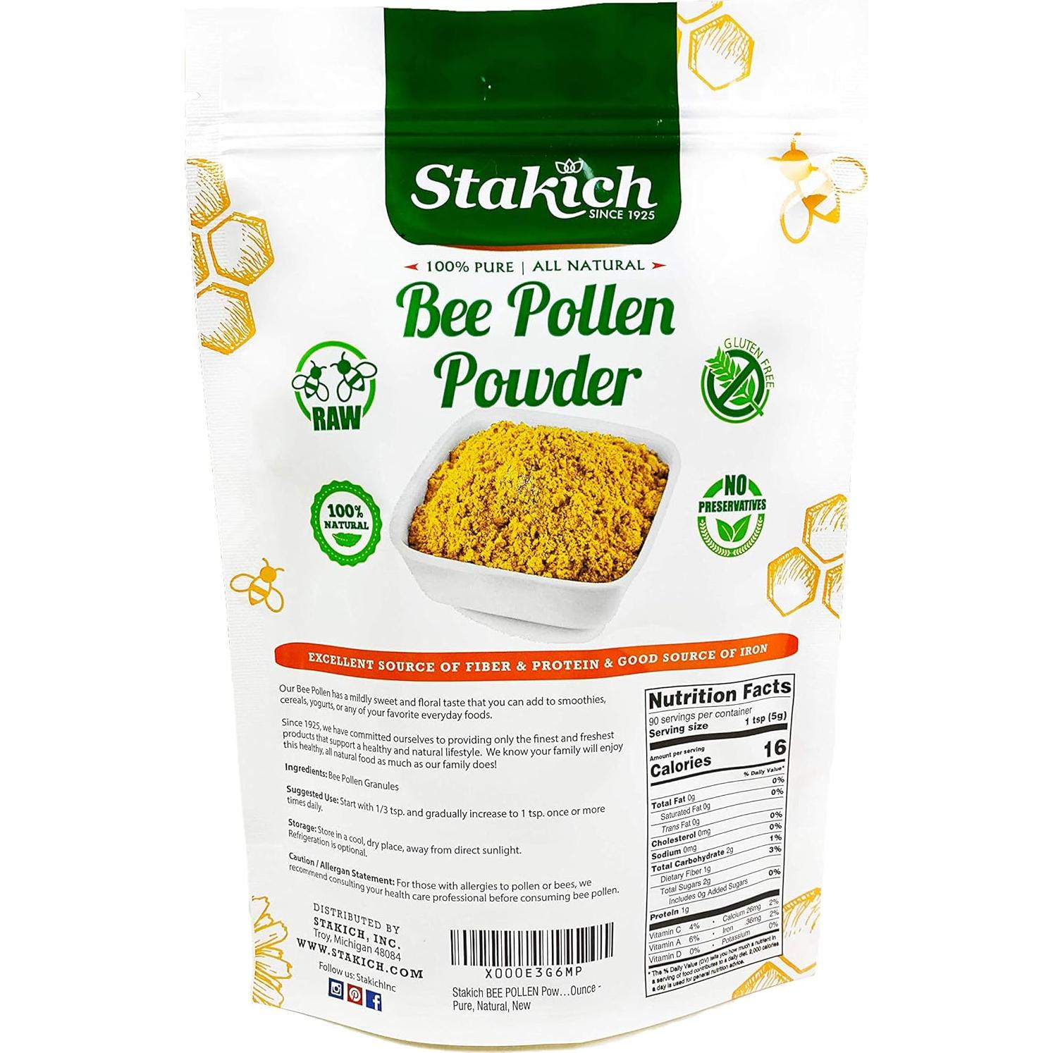 Polvo de Polen de Abeja Stakich 450g - 100% Puro y Natural