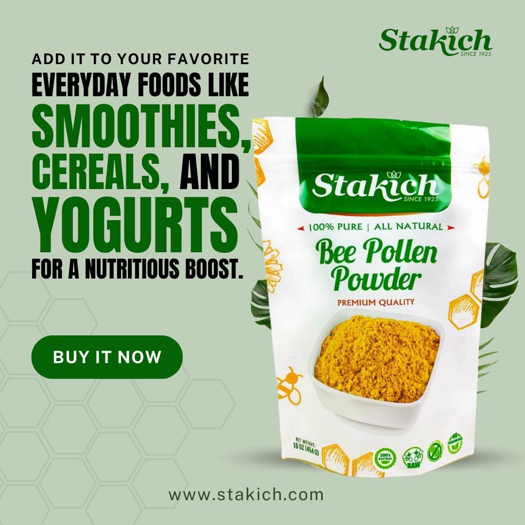 Polvo de Polen de Abeja Stakich 450g - 100% Puro y Natural