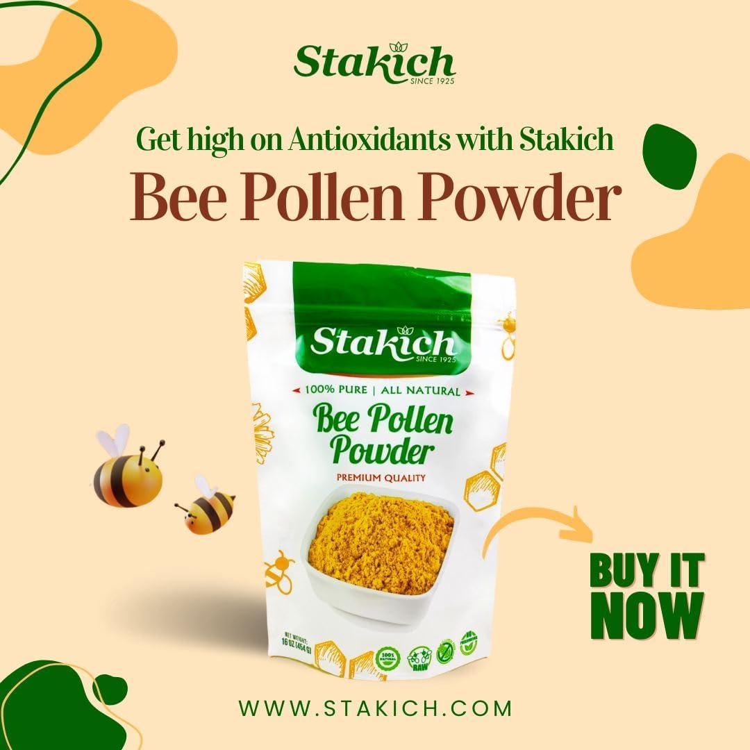 Polvo de Polen de Abeja Stakich 450g - 100% Puro y Natural