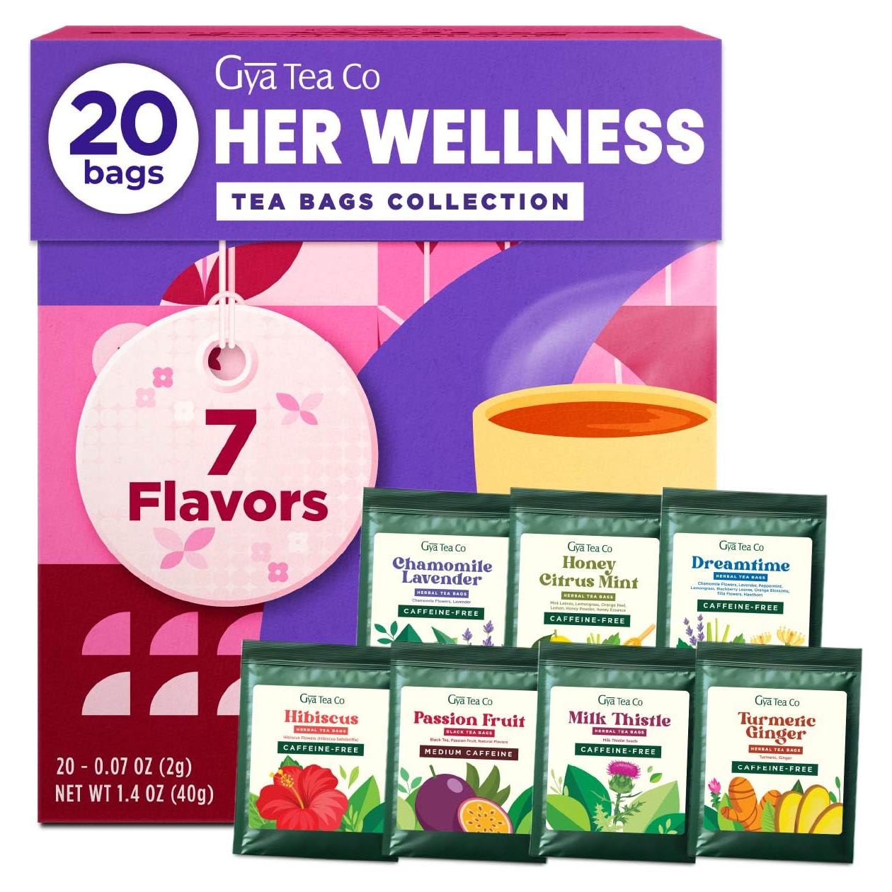 Gya Tea Co - Paquete Variado de Tés Su Bienestar - 20 Bolsitas